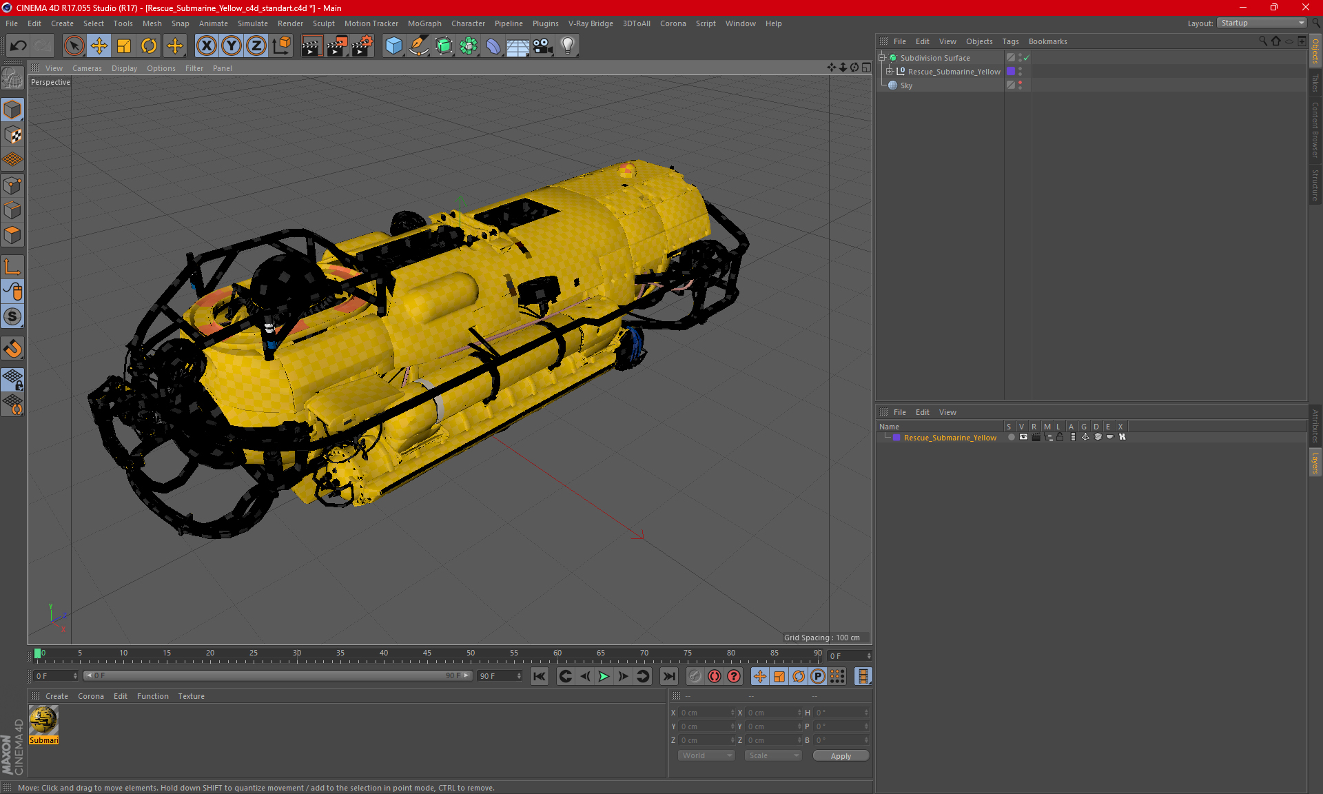 3D Rescue Submarine Yellow model