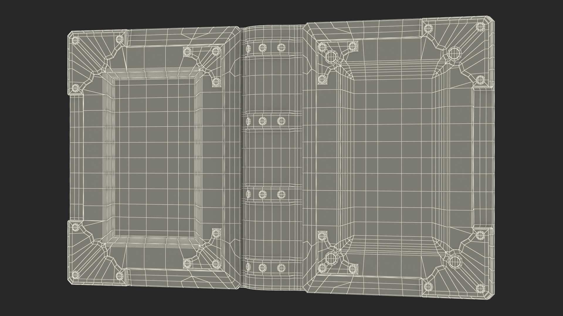Old Ornate Open Book Black Leather 3D model
