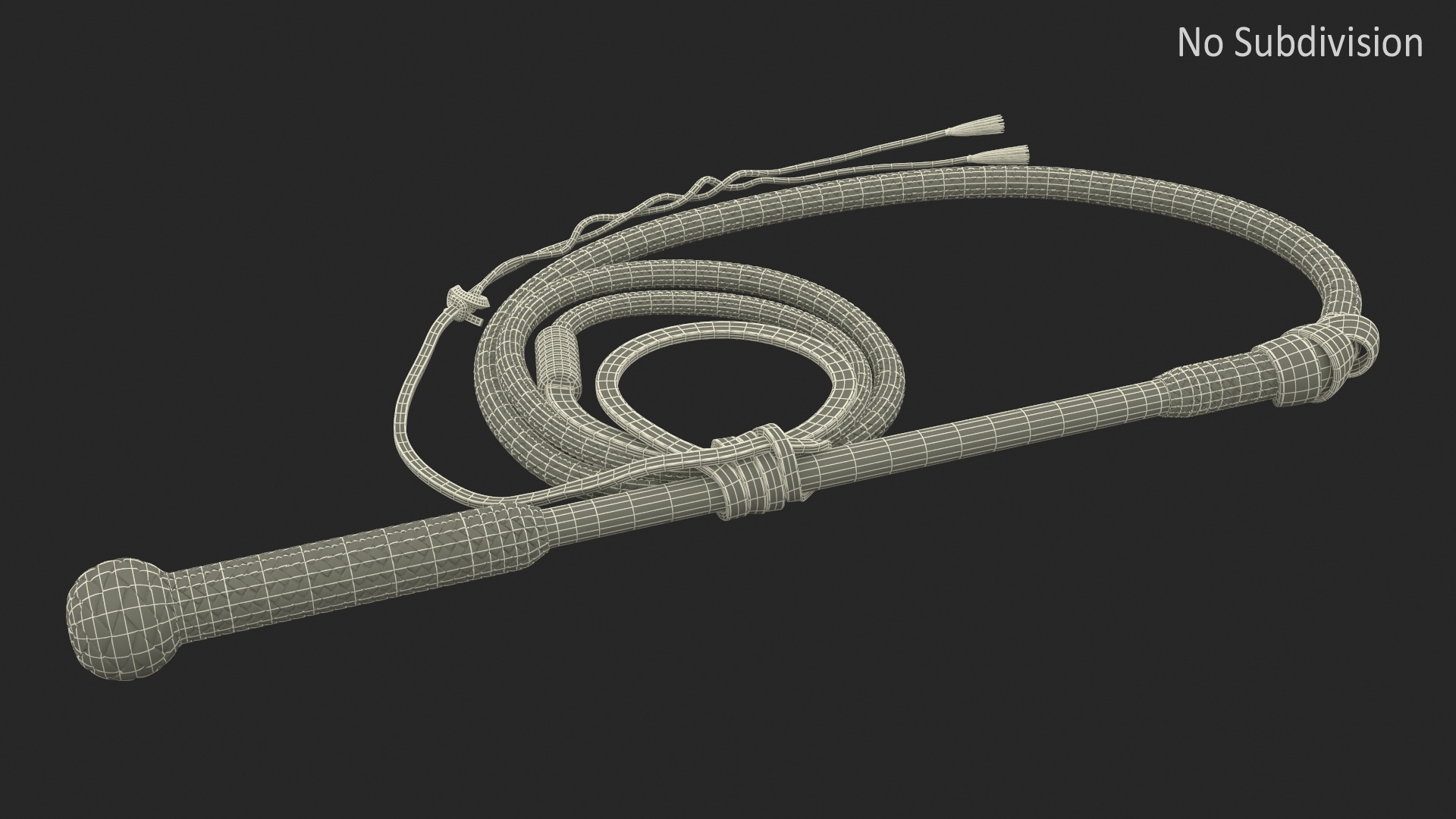 Leather Bullwhip Braided Black Rigged 3D