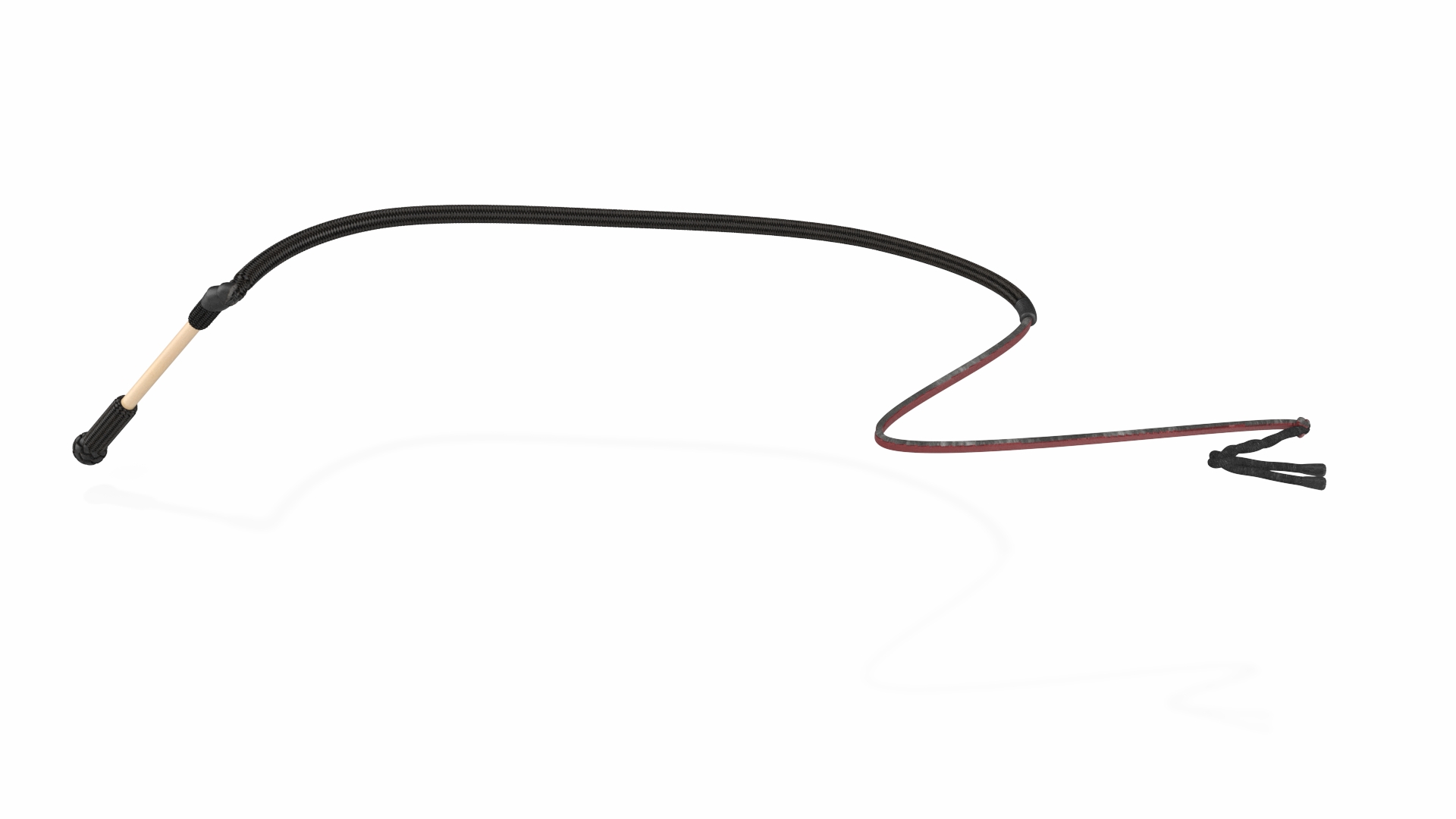 Leather Bullwhip Braided Black Rigged 3D