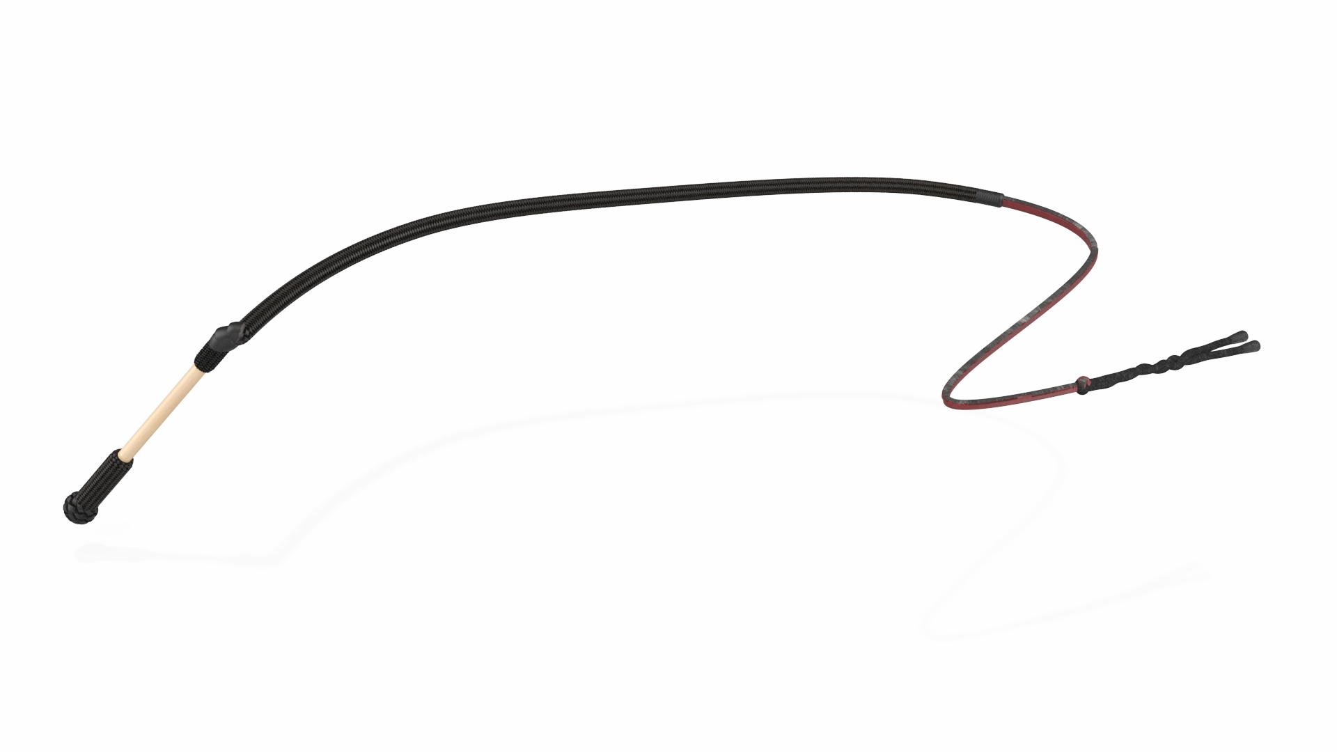 Leather Bullwhip Braided Black Rigged 3D