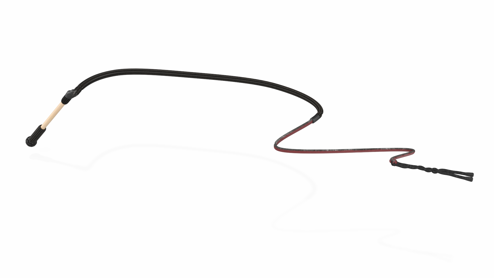 Leather Bullwhip Braided Black Rigged 3D