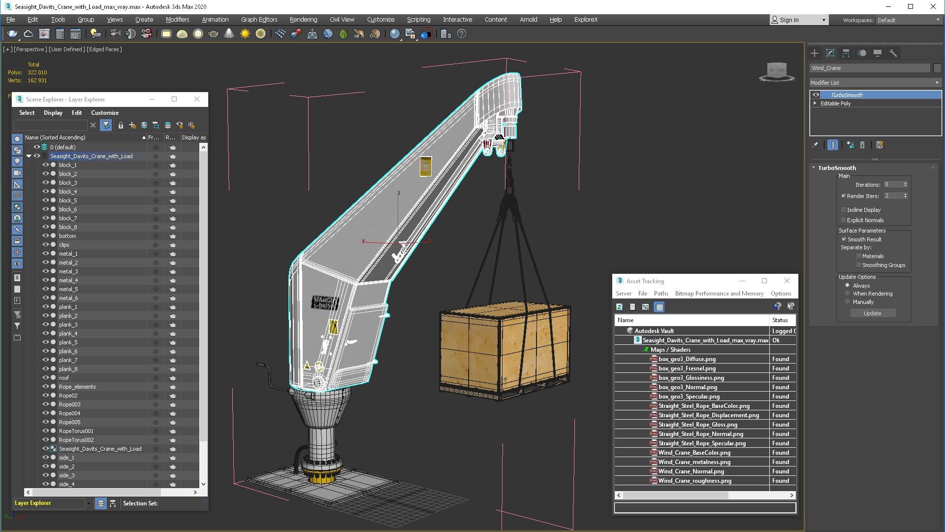 3D Seasight Davits Crane with Load