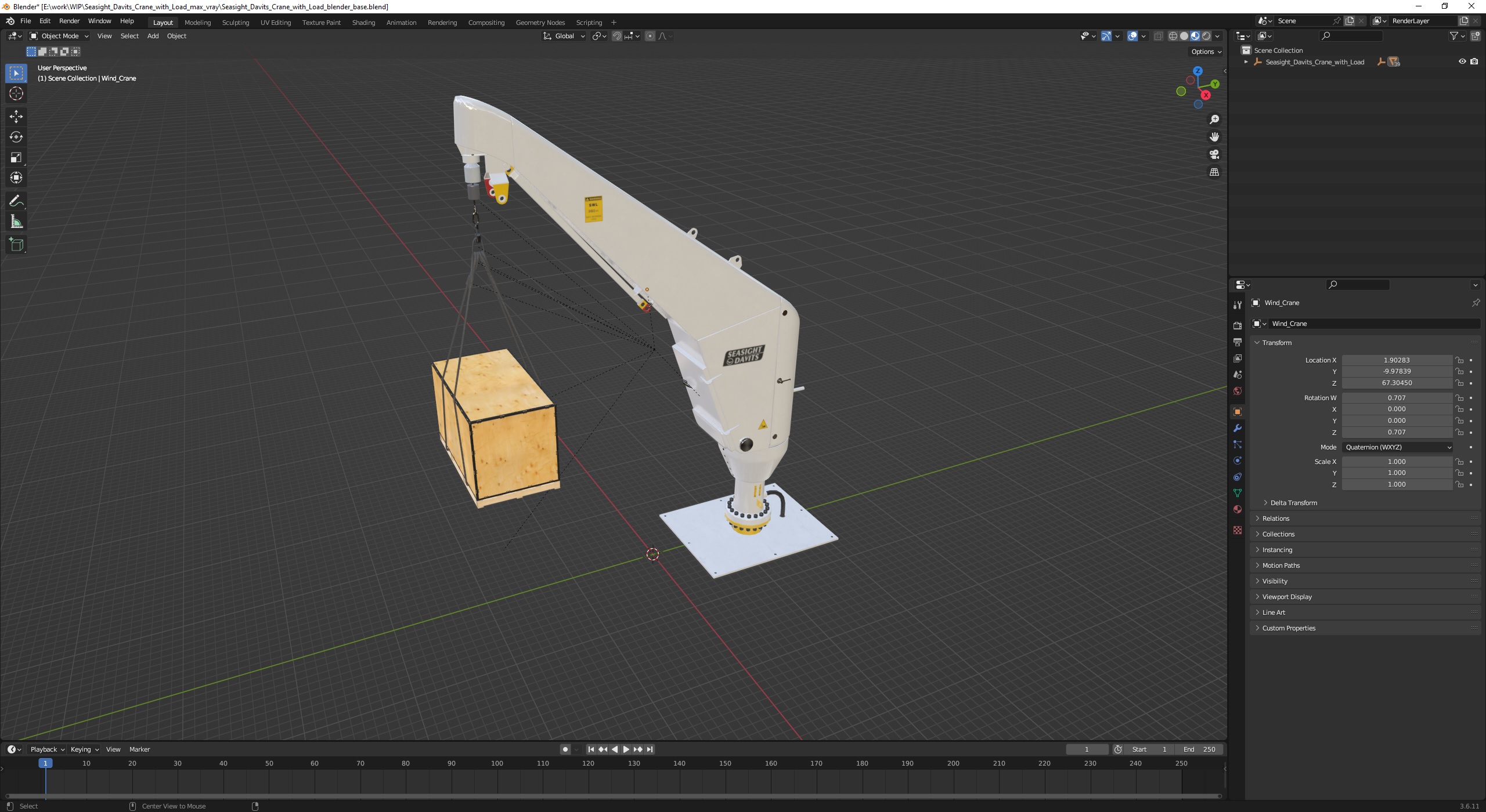 3D Seasight Davits Crane with Load