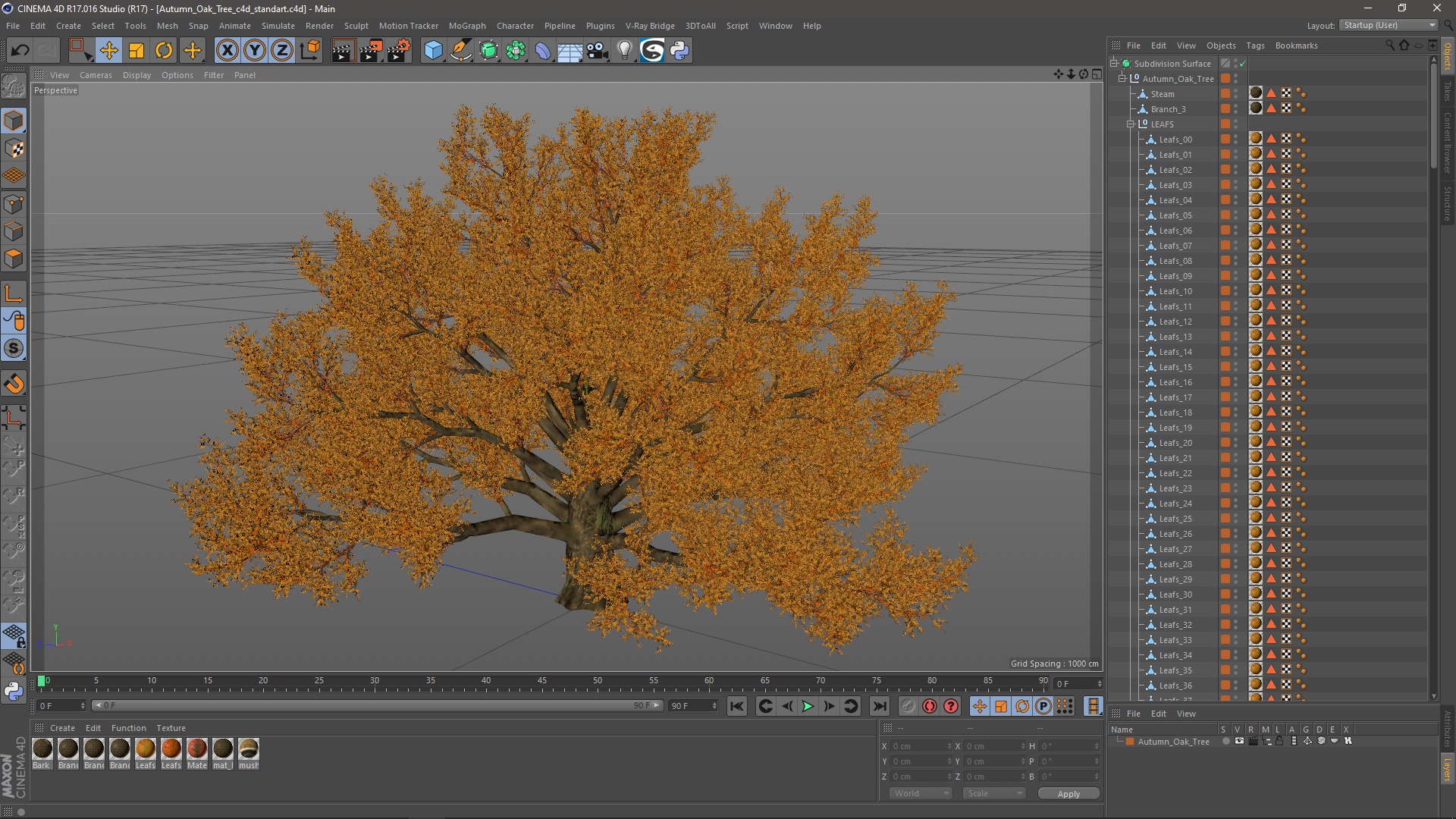 3D model Autumn Oak Tree
