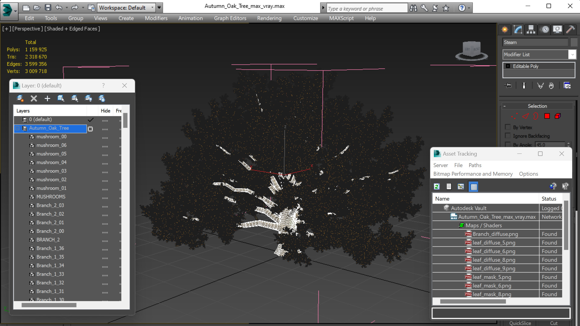 3D model Autumn Oak Tree