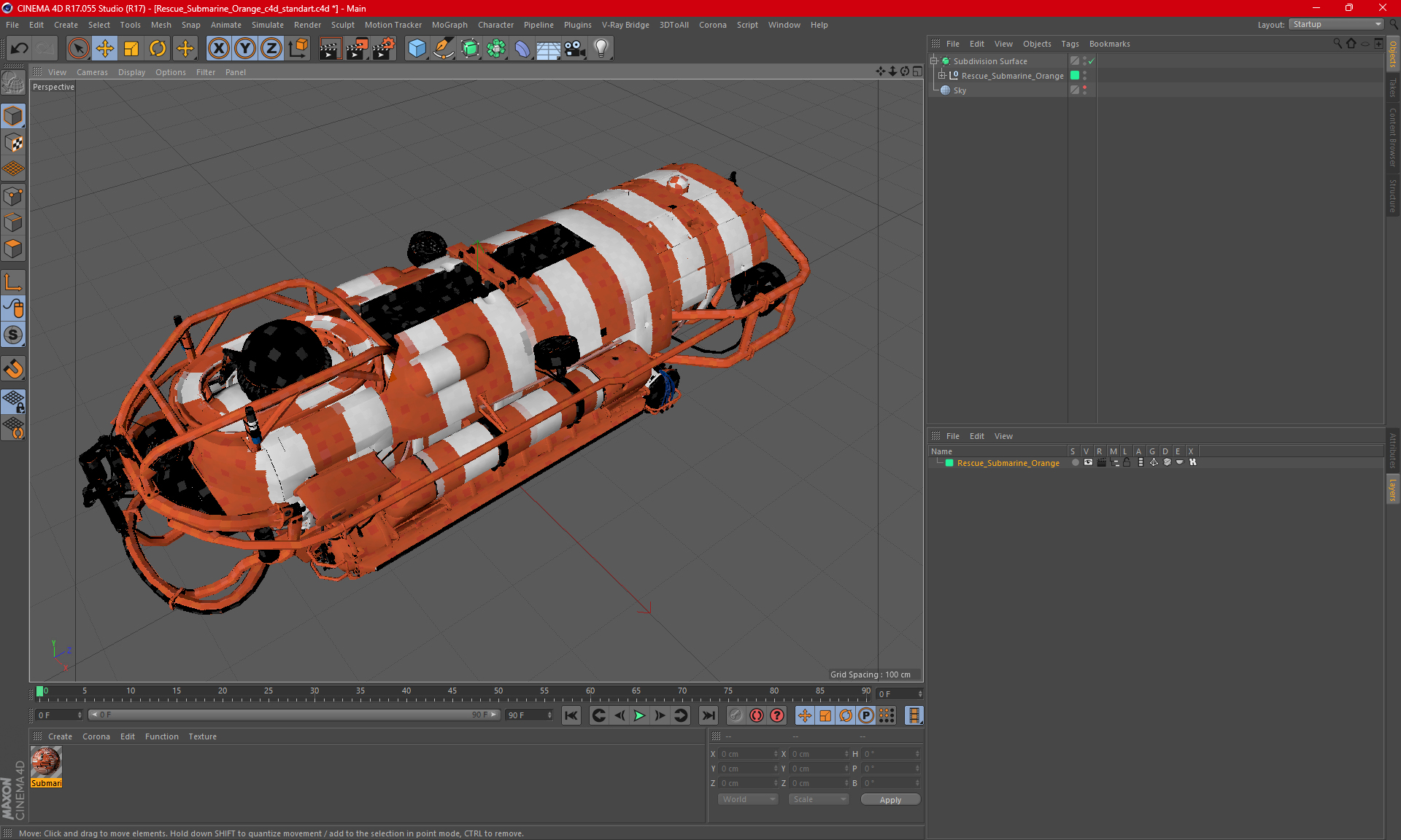 3D Rescue Submarine Orange model