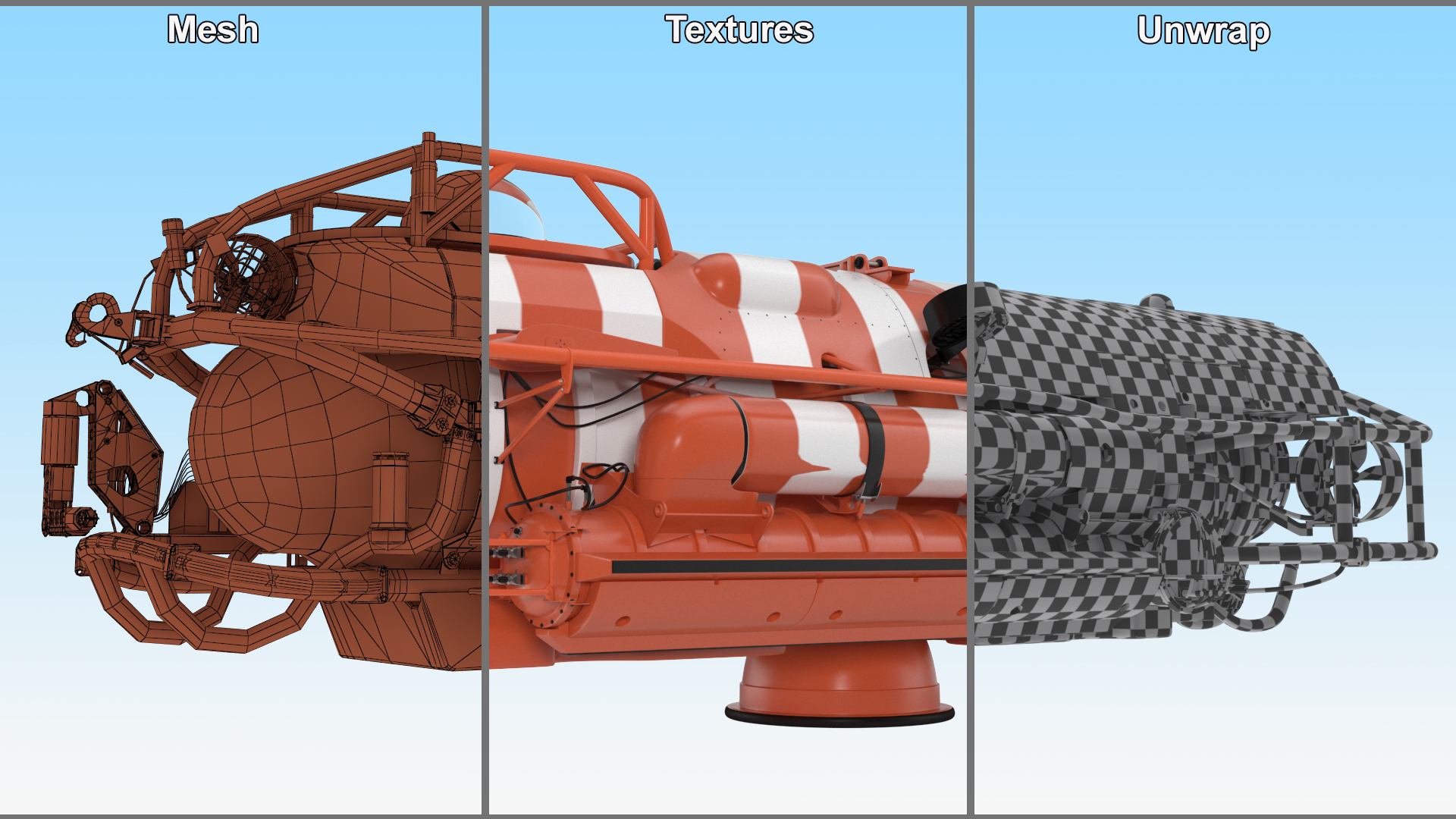 3D Rescue Submarine Orange model