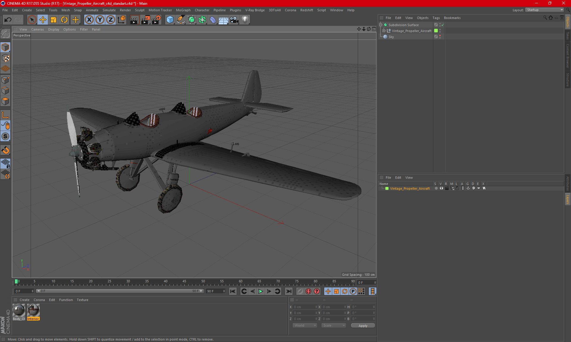 3D Vintage Propeller Aircraft