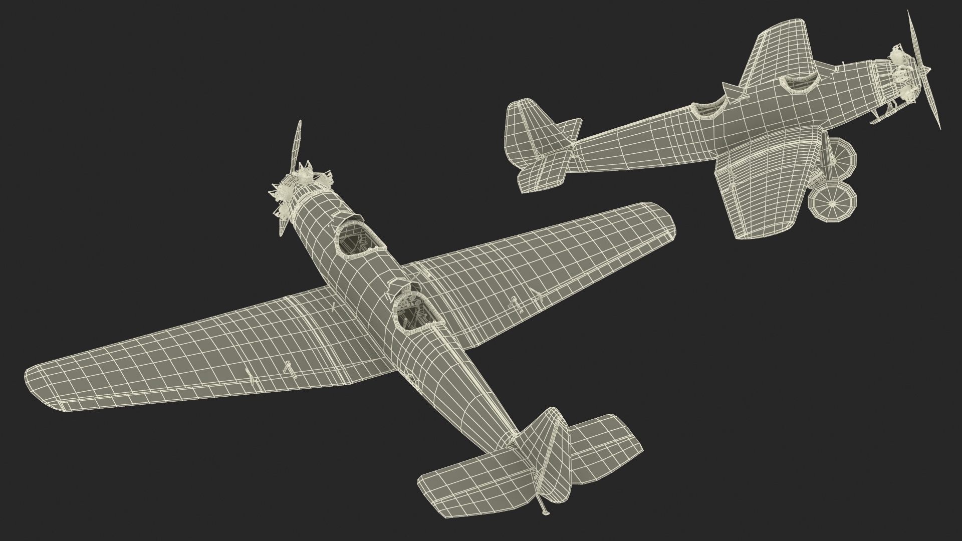 3D Vintage Propeller Aircraft