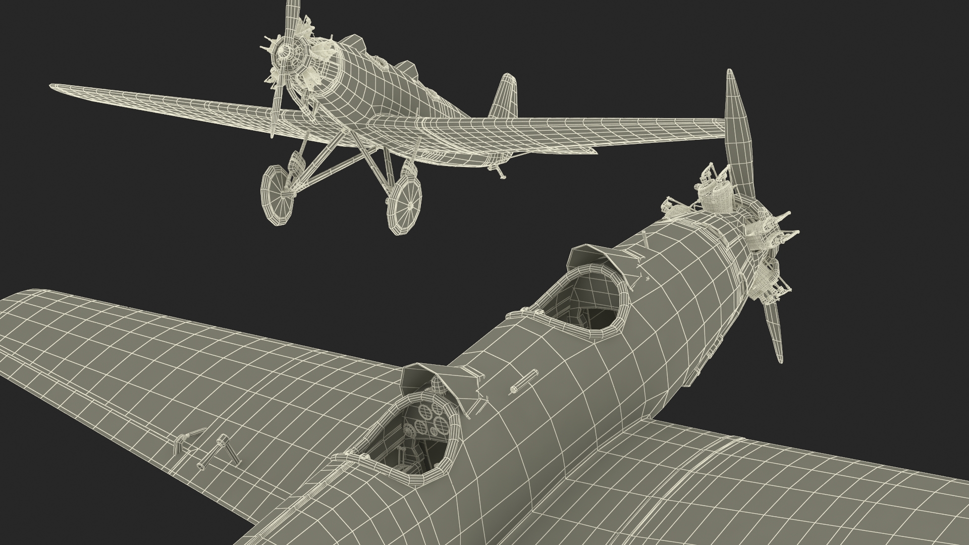 3D Vintage Propeller Aircraft