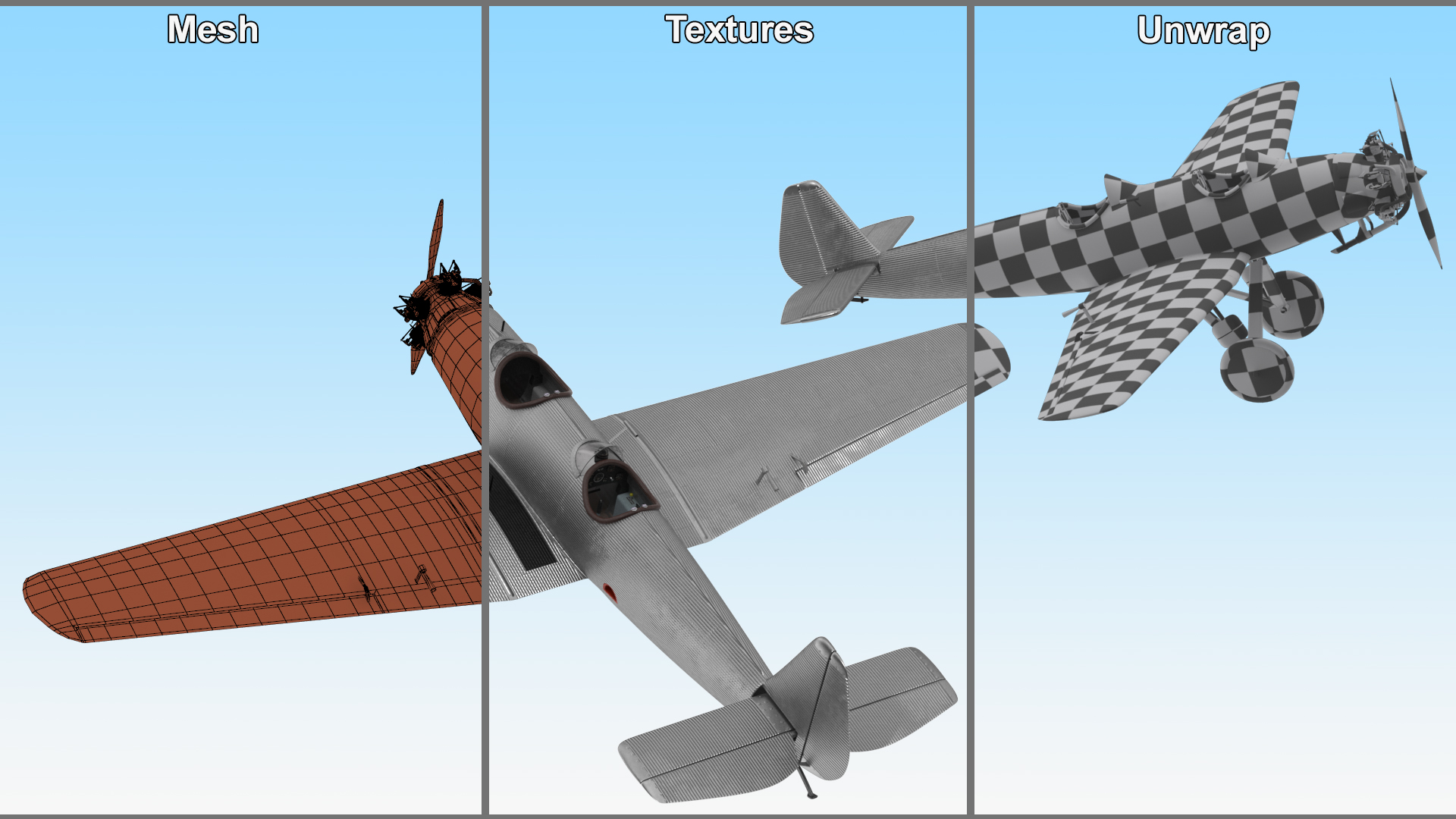 3D Vintage Propeller Aircraft