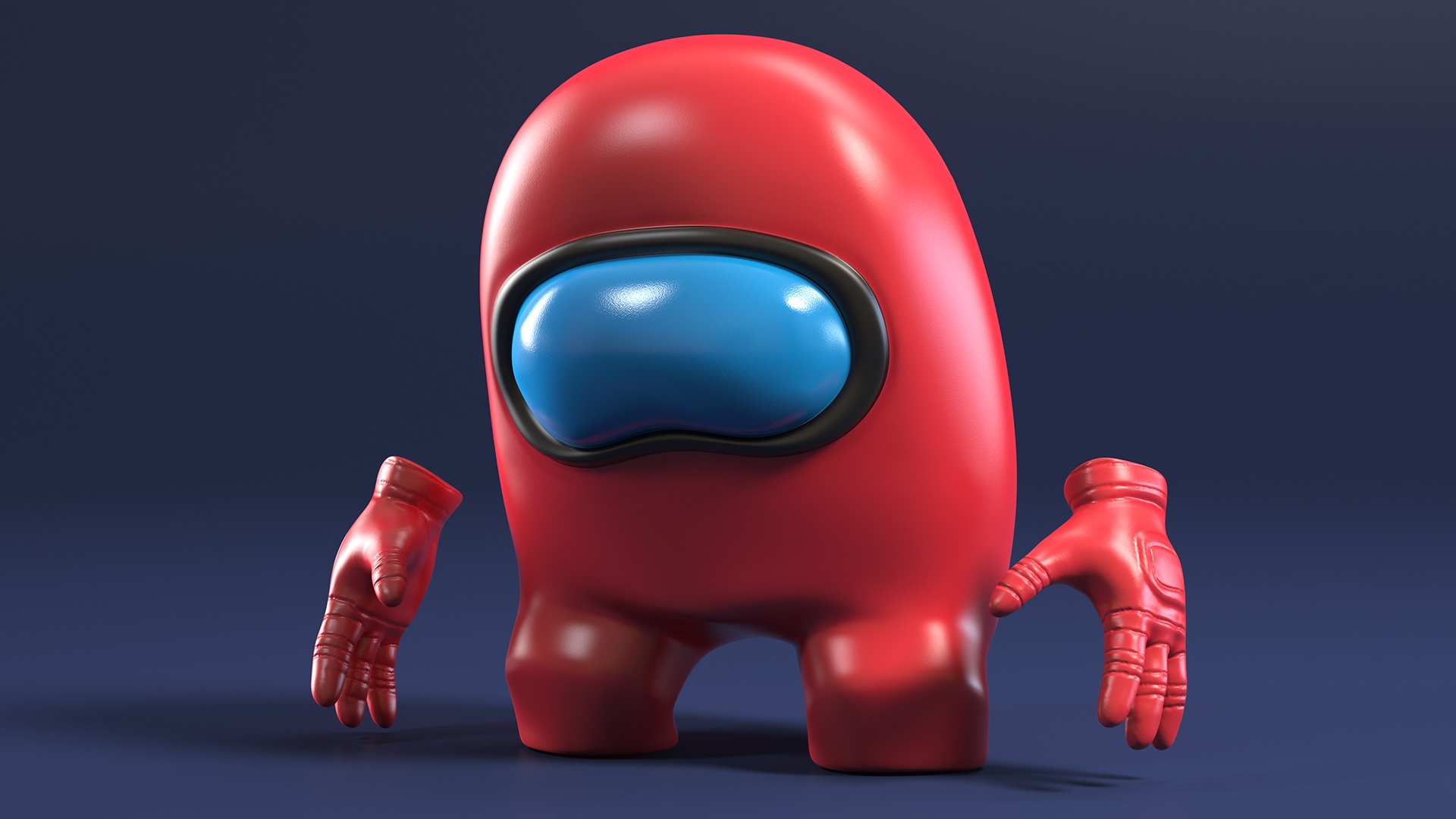 3D Among Us Red Character Sad