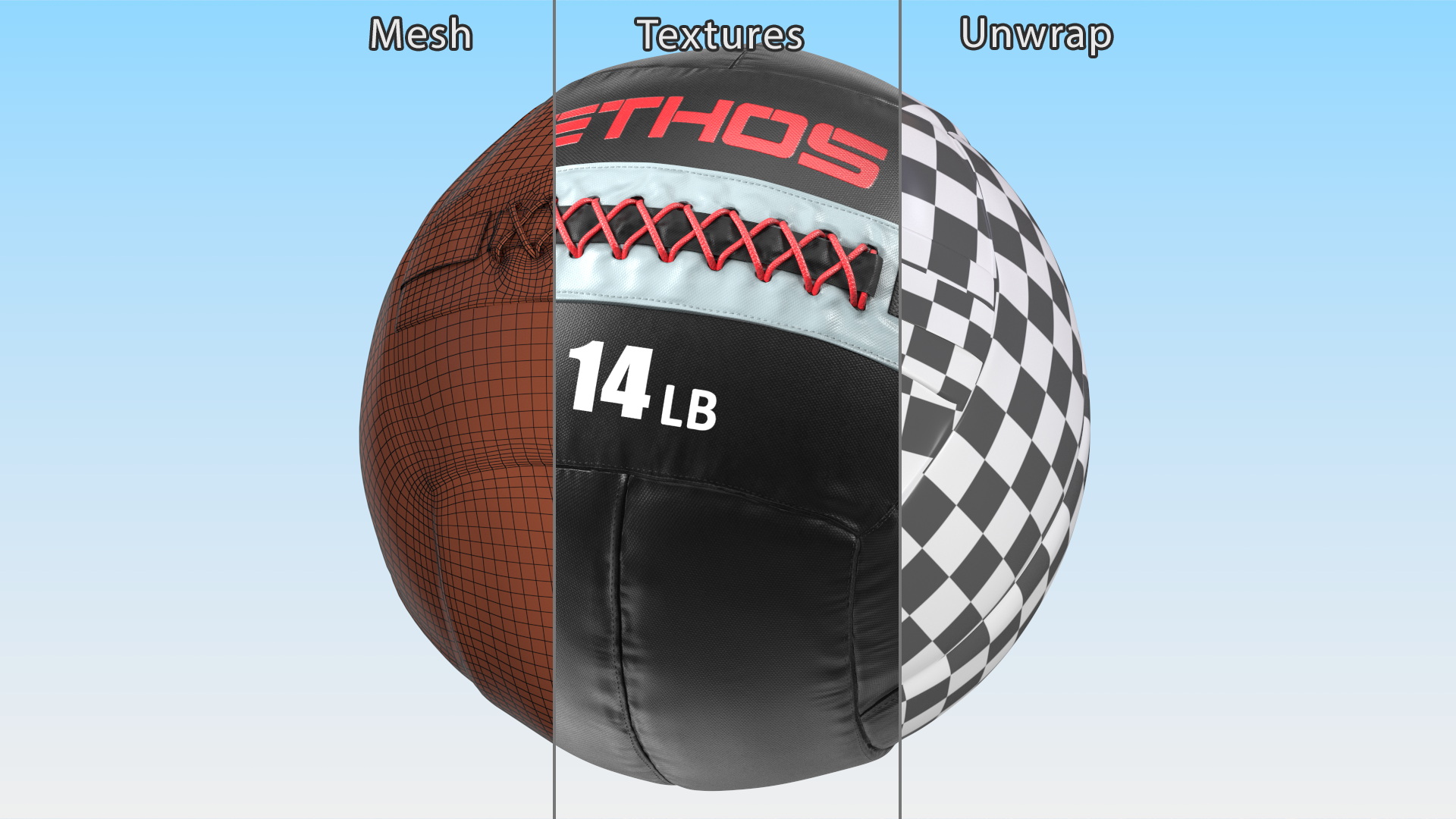14 LB Fitness Medicine Ball 3D