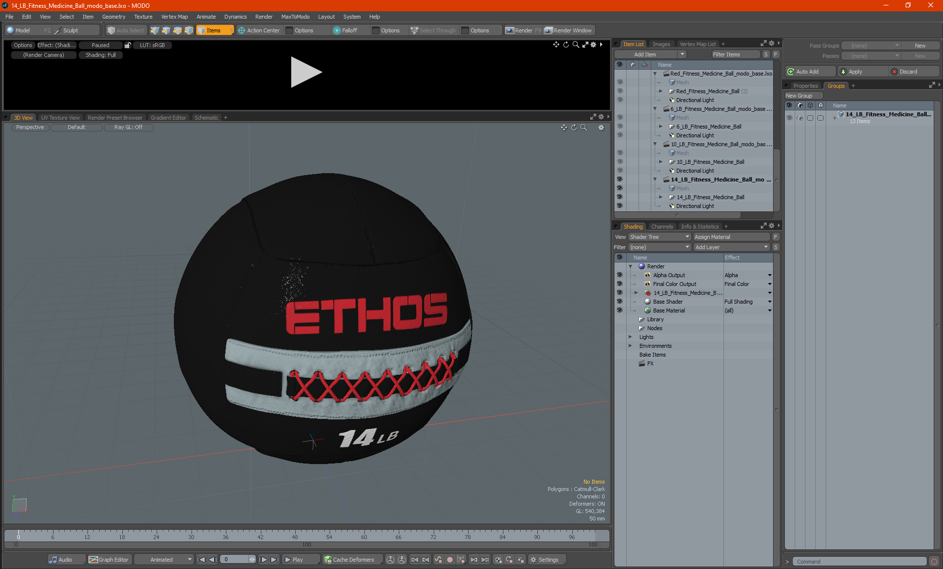 14 LB Fitness Medicine Ball 3D