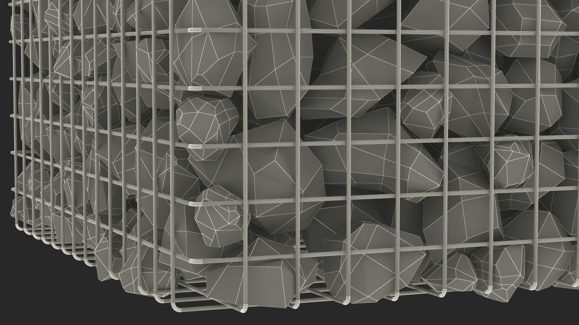 3D Gabion Square Basket with Rocks