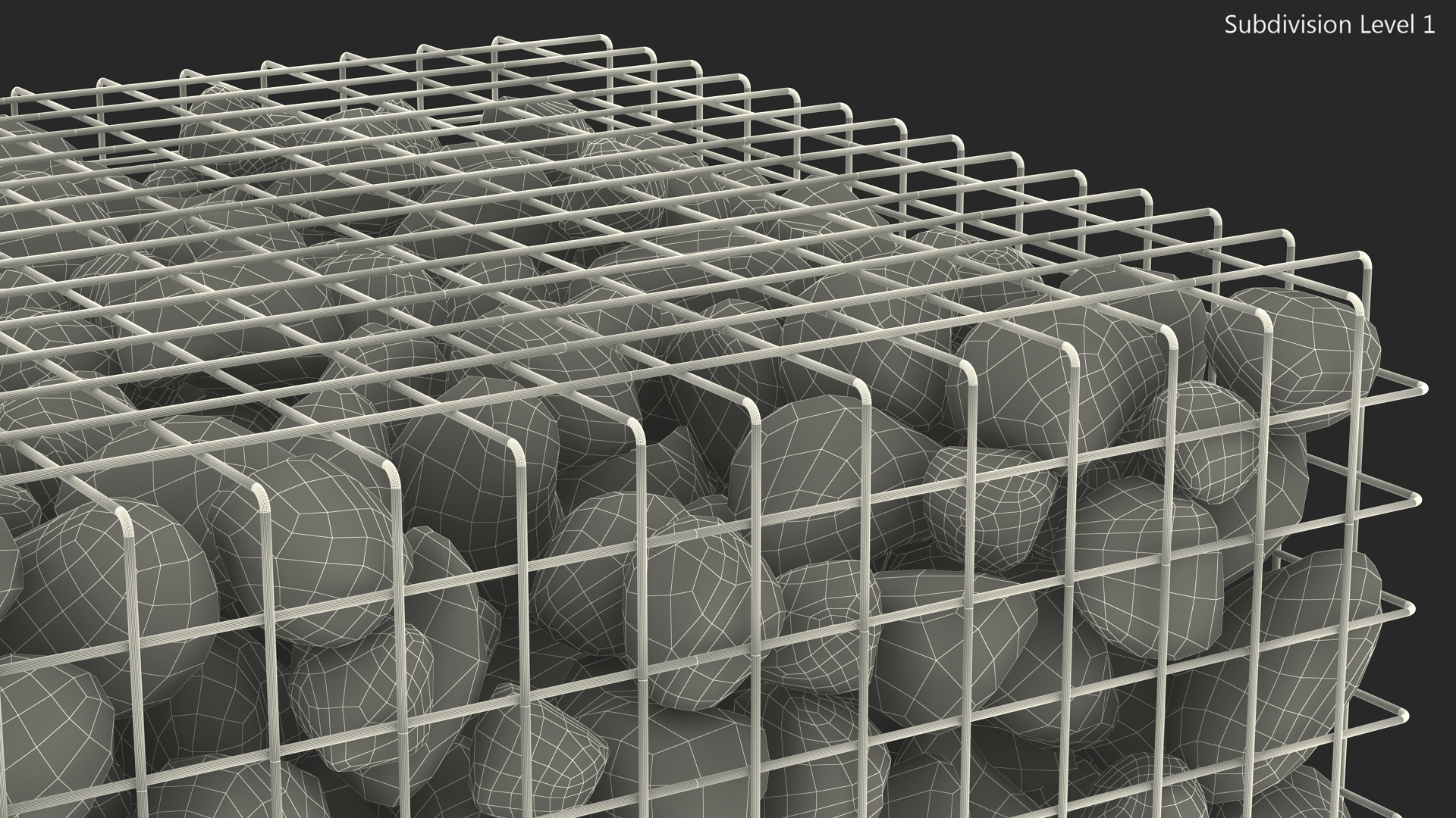 3D Gabion Square Basket with Rocks
