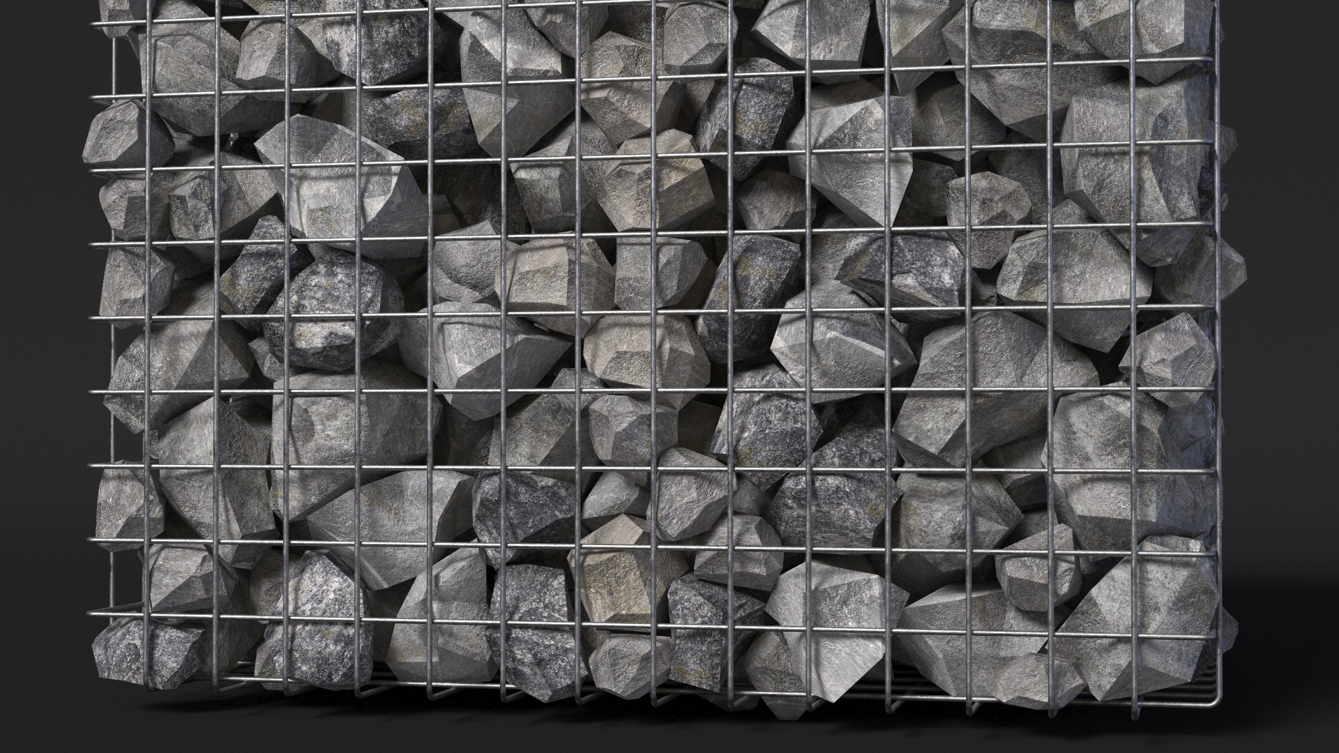 3D Gabion Square Basket with Rocks