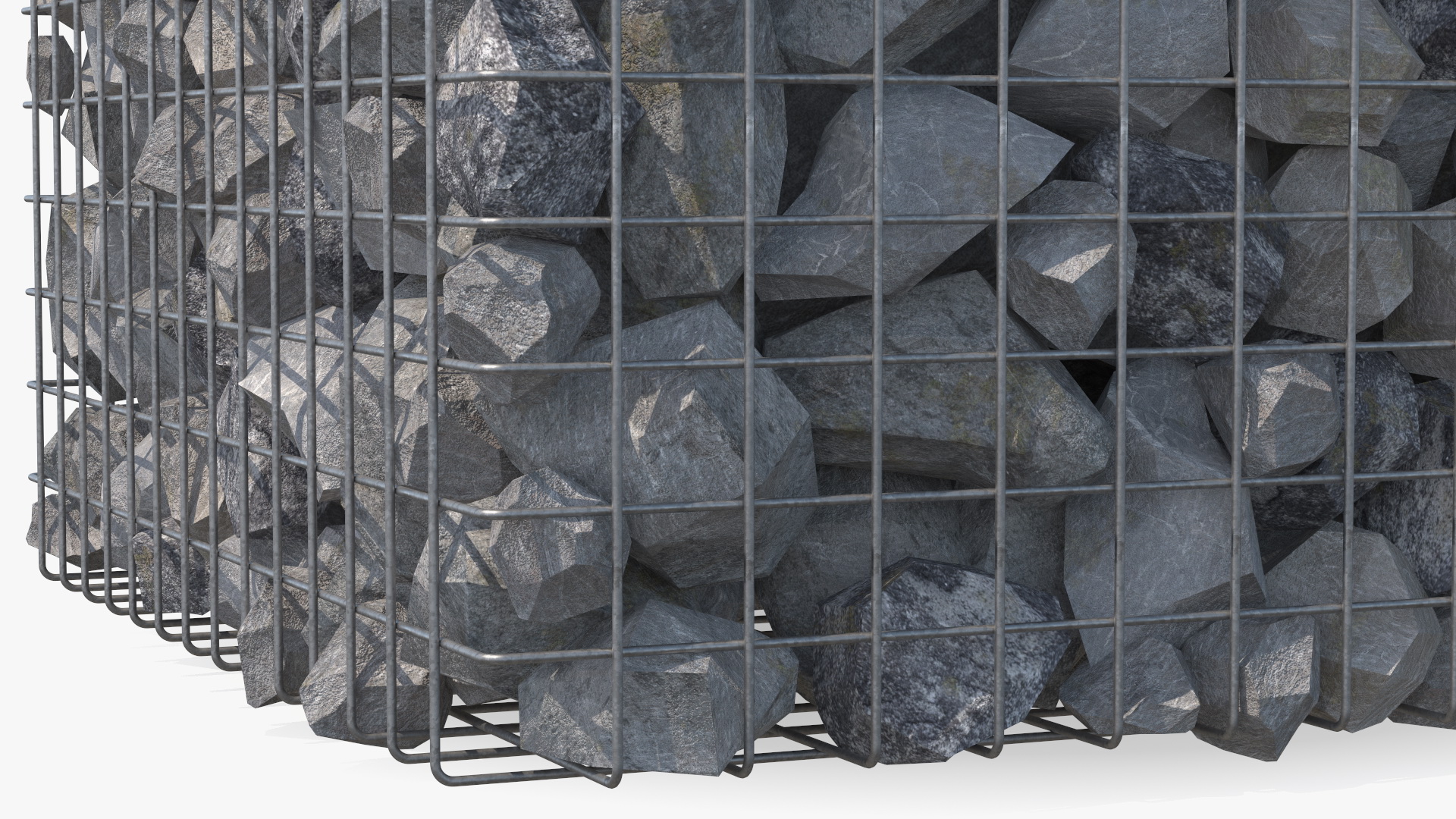 3D Gabion Square Basket with Rocks