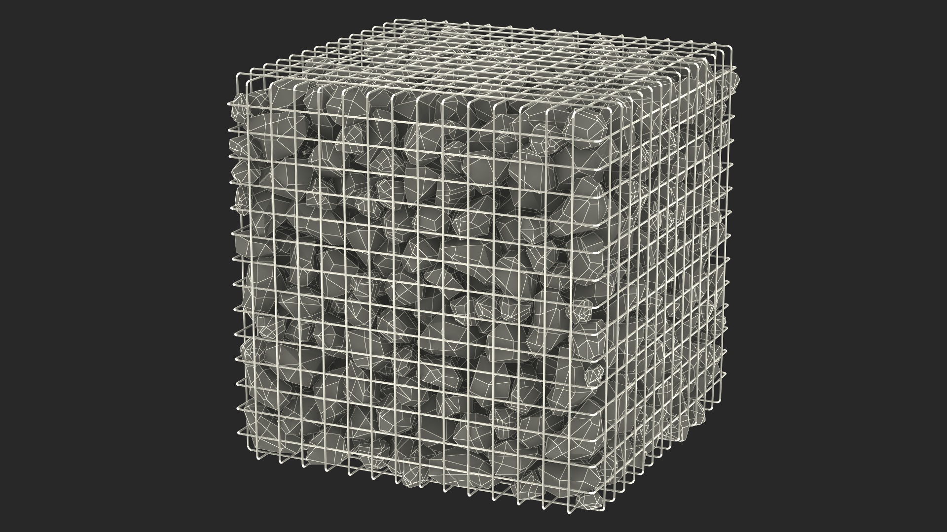 3D Gabion Square Basket with Rocks