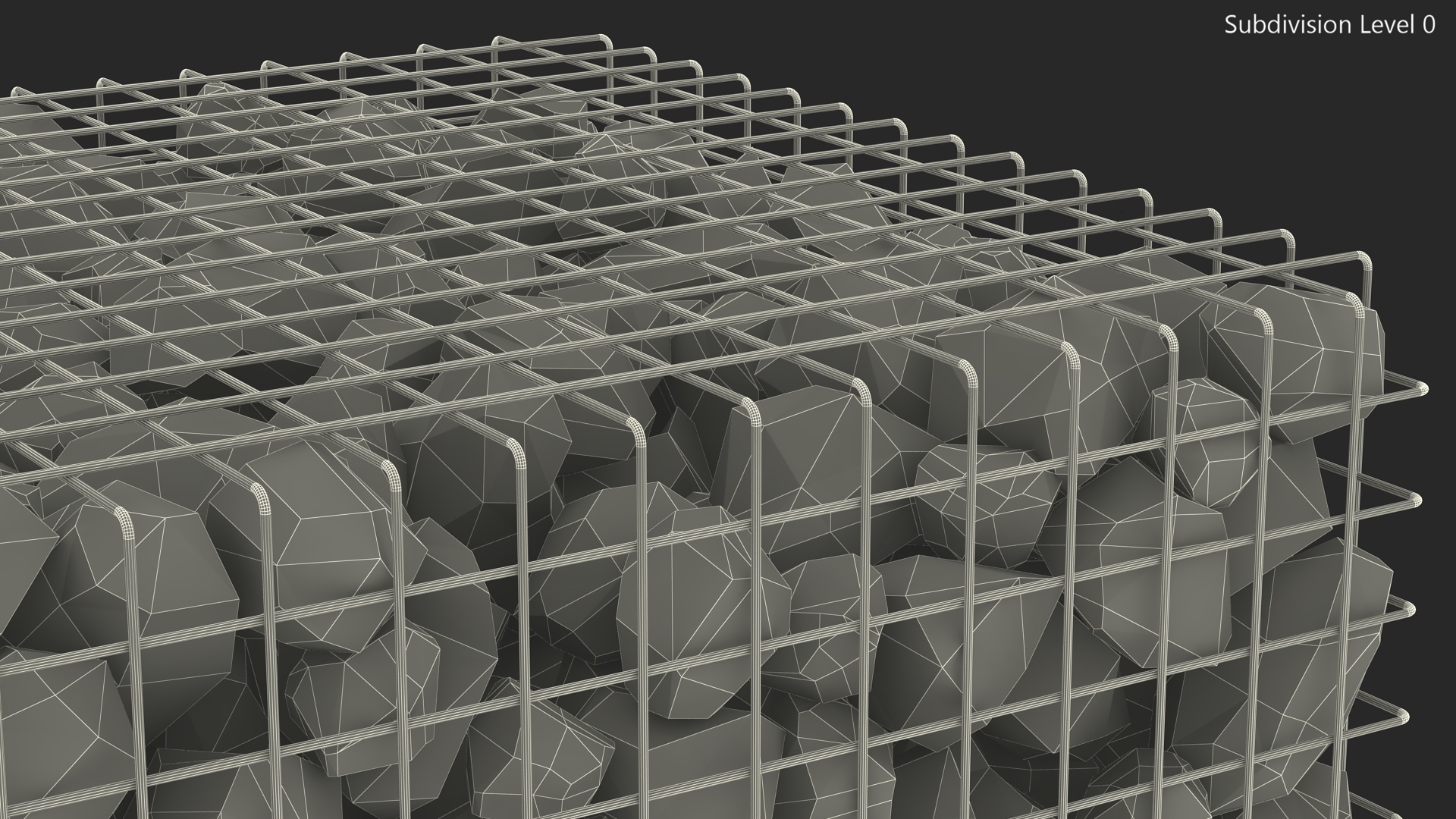 3D Gabion Square Basket with Rocks