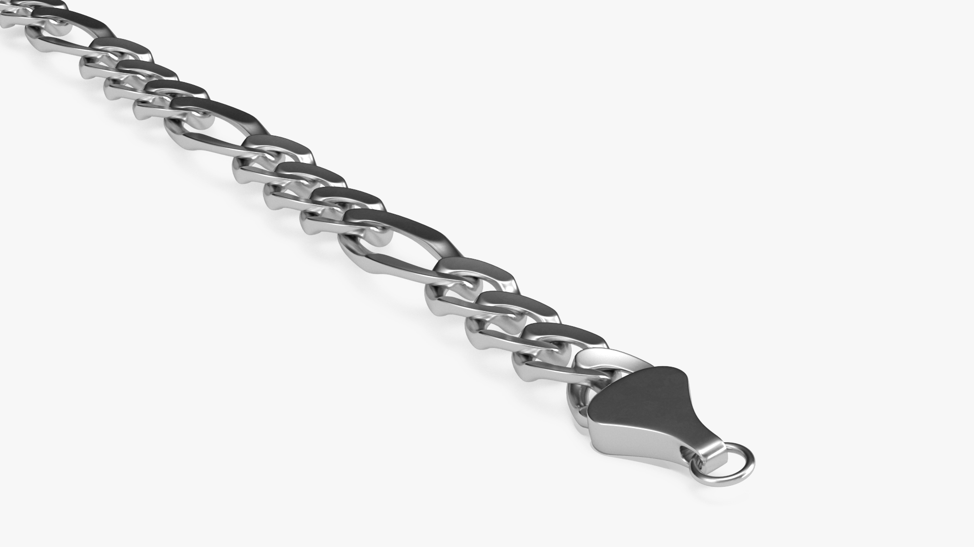 Figaro Jewelry Silver Chain 3D