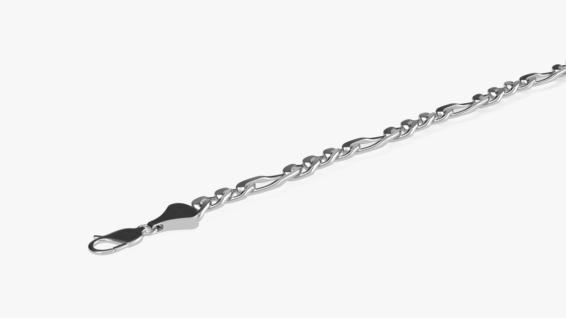 Figaro Jewelry Silver Chain 3D