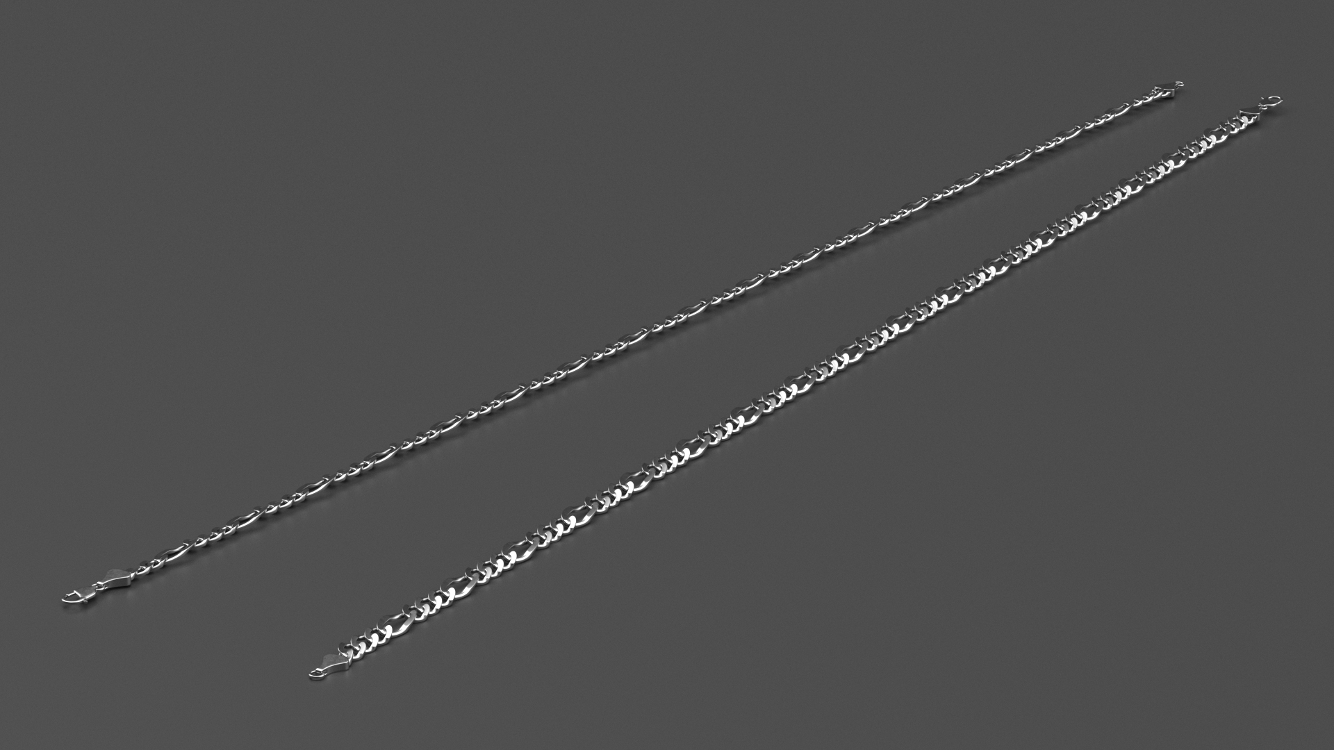 Figaro Jewelry Silver Chain 3D