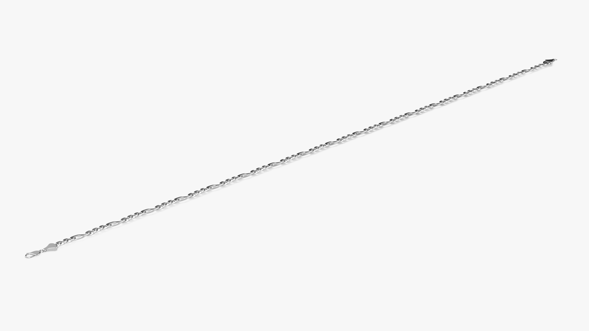 Figaro Jewelry Silver Chain 3D