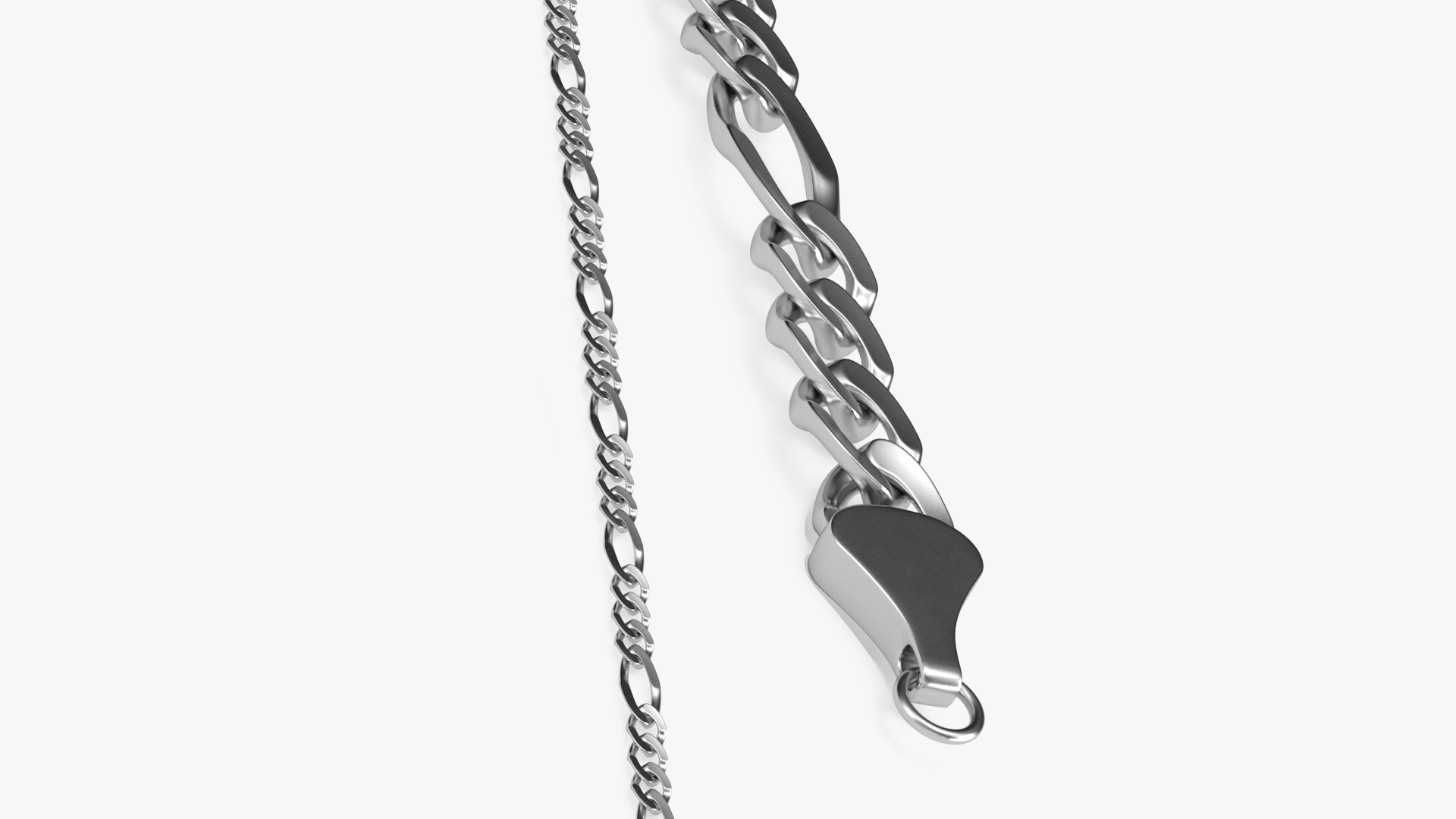 Figaro Jewelry Silver Chain 3D