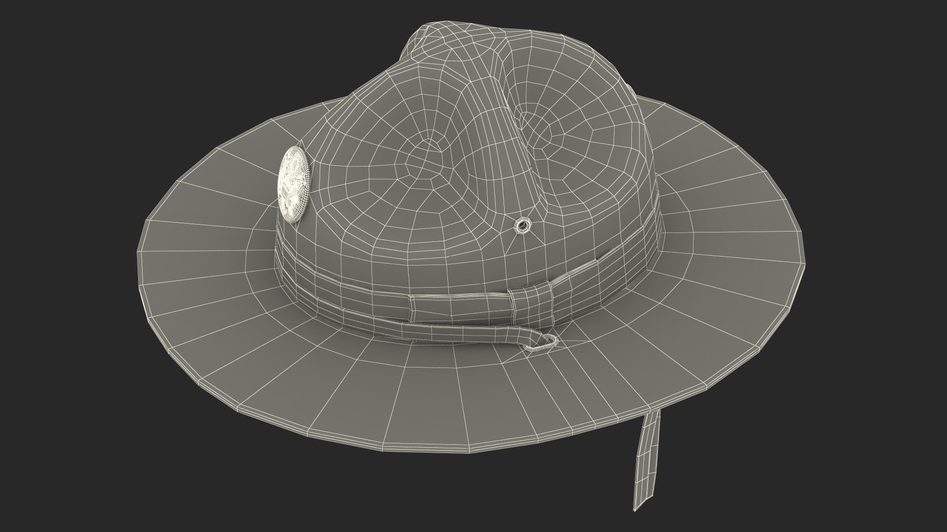 Military Campaign Hat with Cockade Green on Mannequin Fur 3D