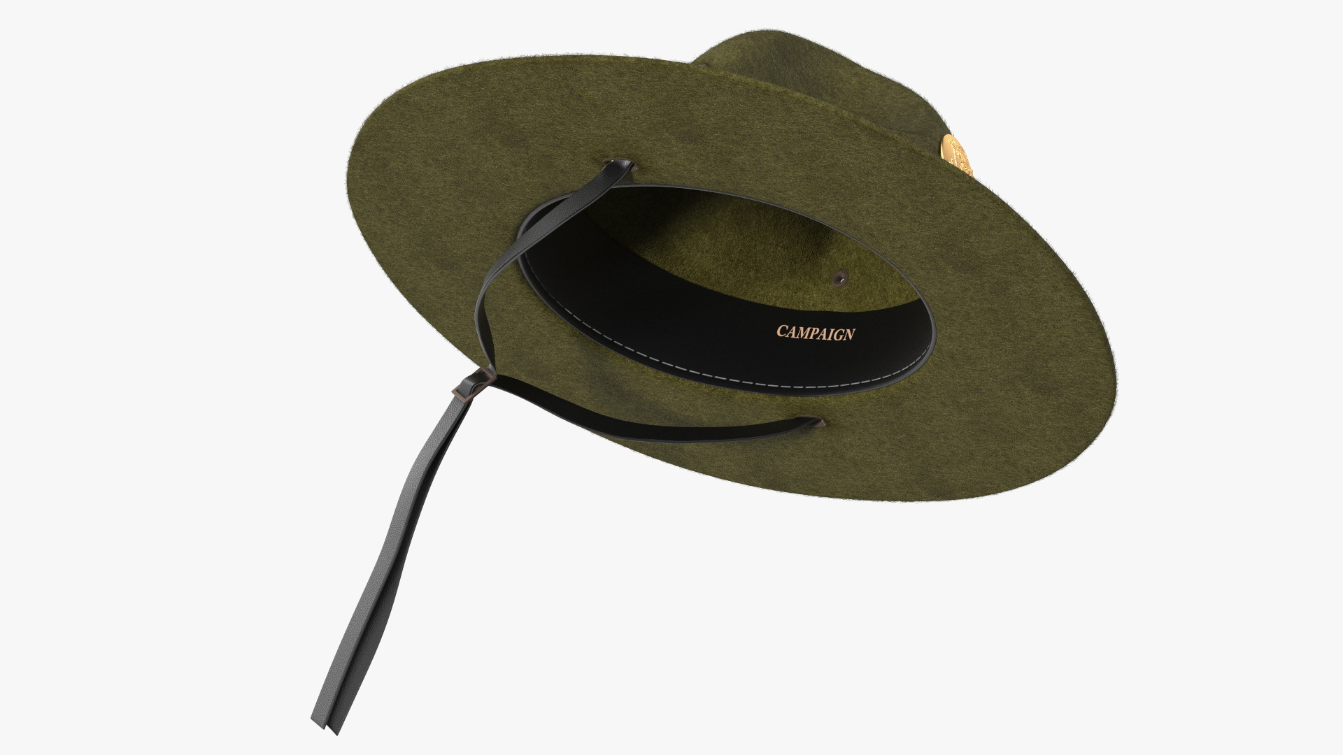 Military Campaign Hat with Cockade Green on Mannequin Fur 3D