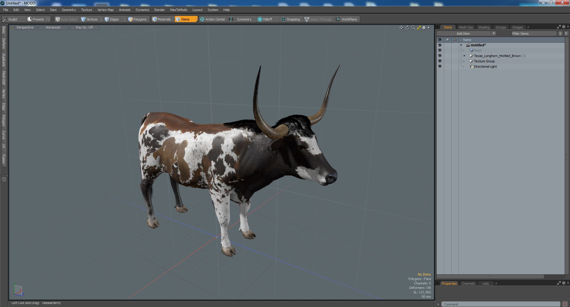 3D Texas Longhorn Mottled Brown model