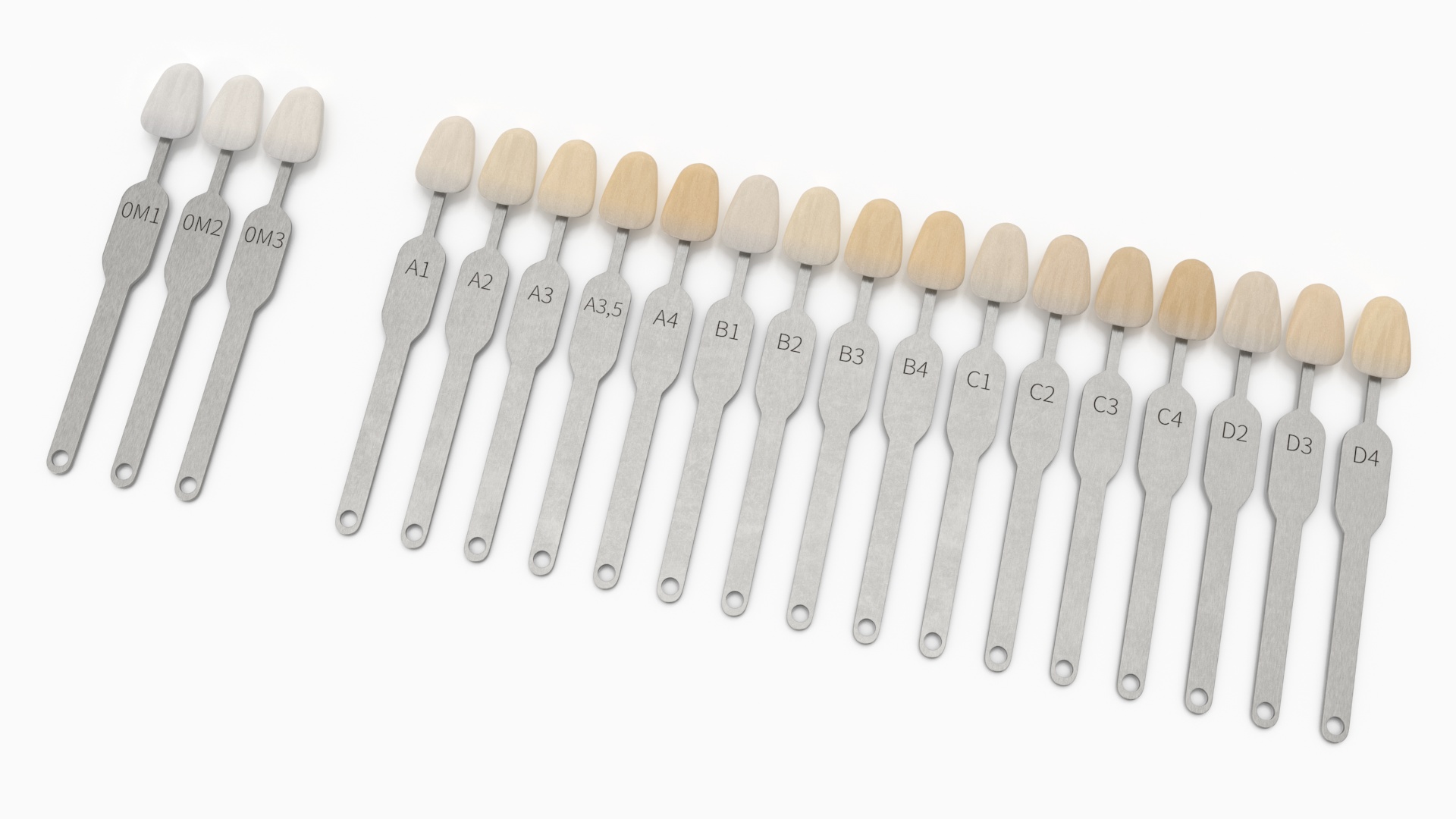 3D Teeth Shade Guide with Bleached Shades model