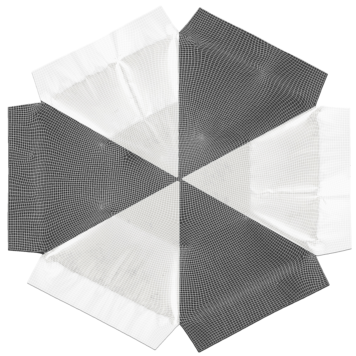 Beach Parasol Black and White 3D model