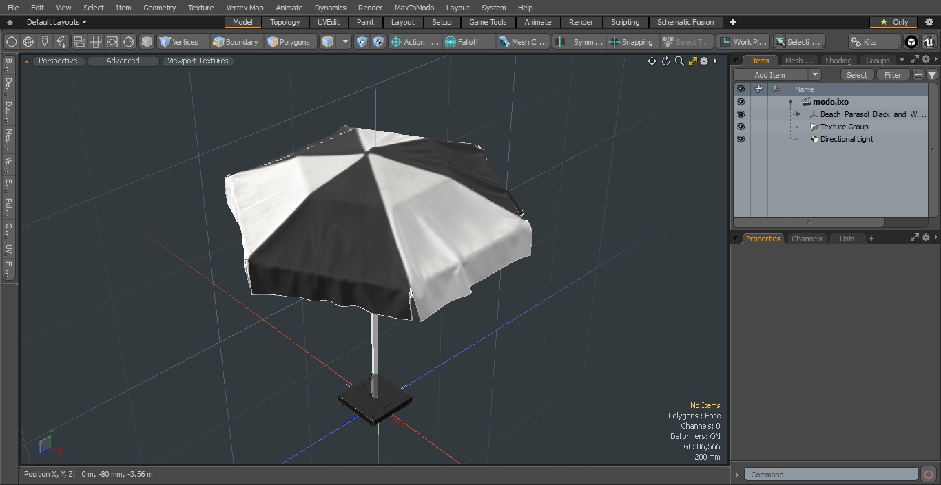 Beach Parasol Black and White 3D model