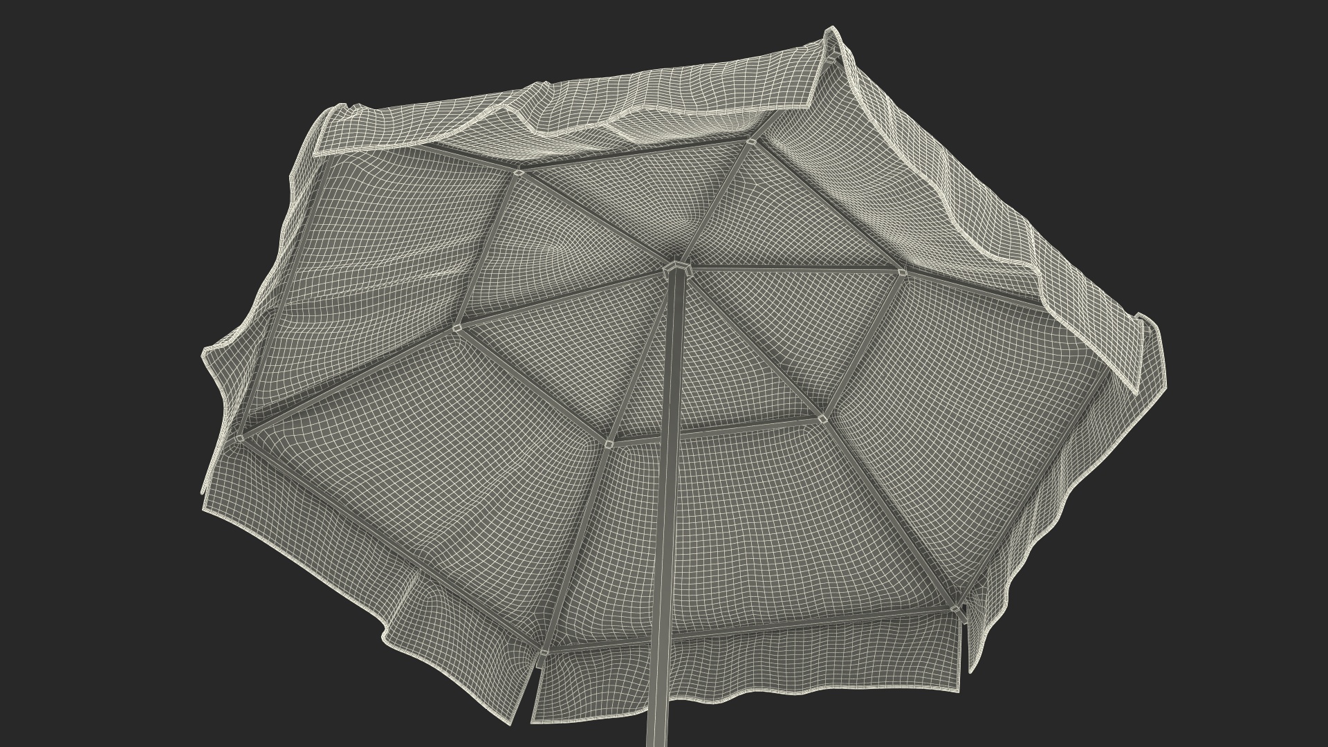 Beach Parasol Black and White 3D model