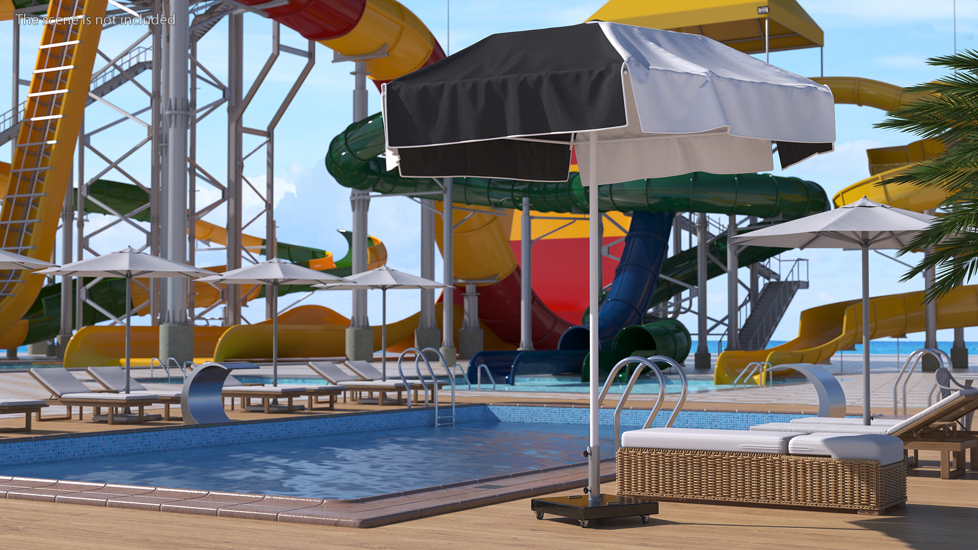 Beach Parasol Black and White 3D model