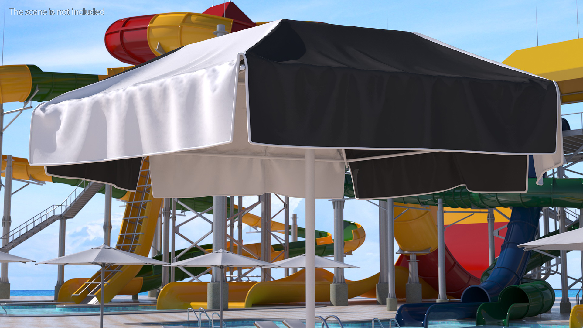 Beach Parasol Black and White 3D model