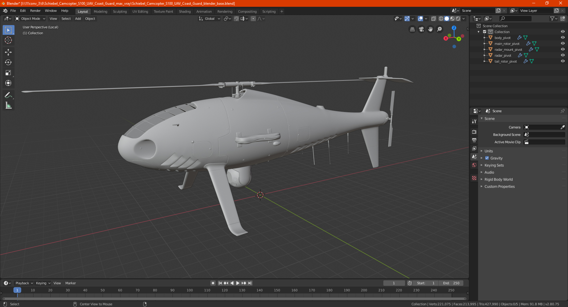 Schiebel Camcopter S100 UAV Coast Guard 3D model