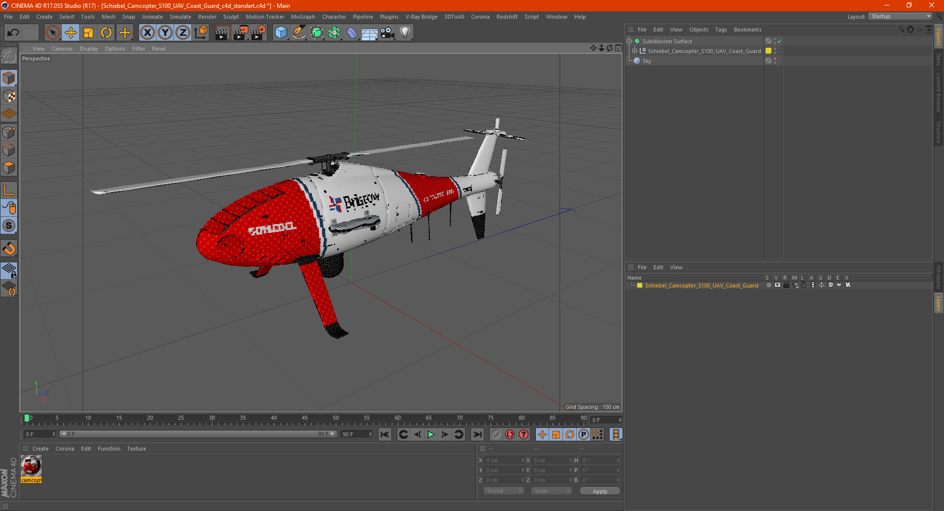 Schiebel Camcopter S100 UAV Coast Guard 3D model