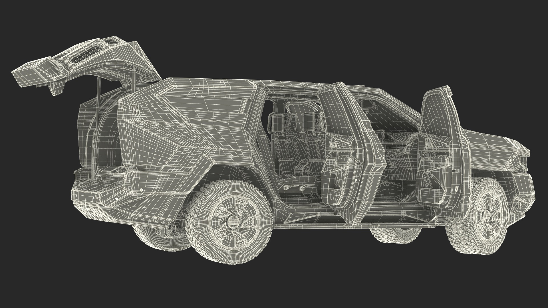 2023 Rezvani Vengeance Armored SUV Camouflage Colored Lights On Rigged for Maya 3D model