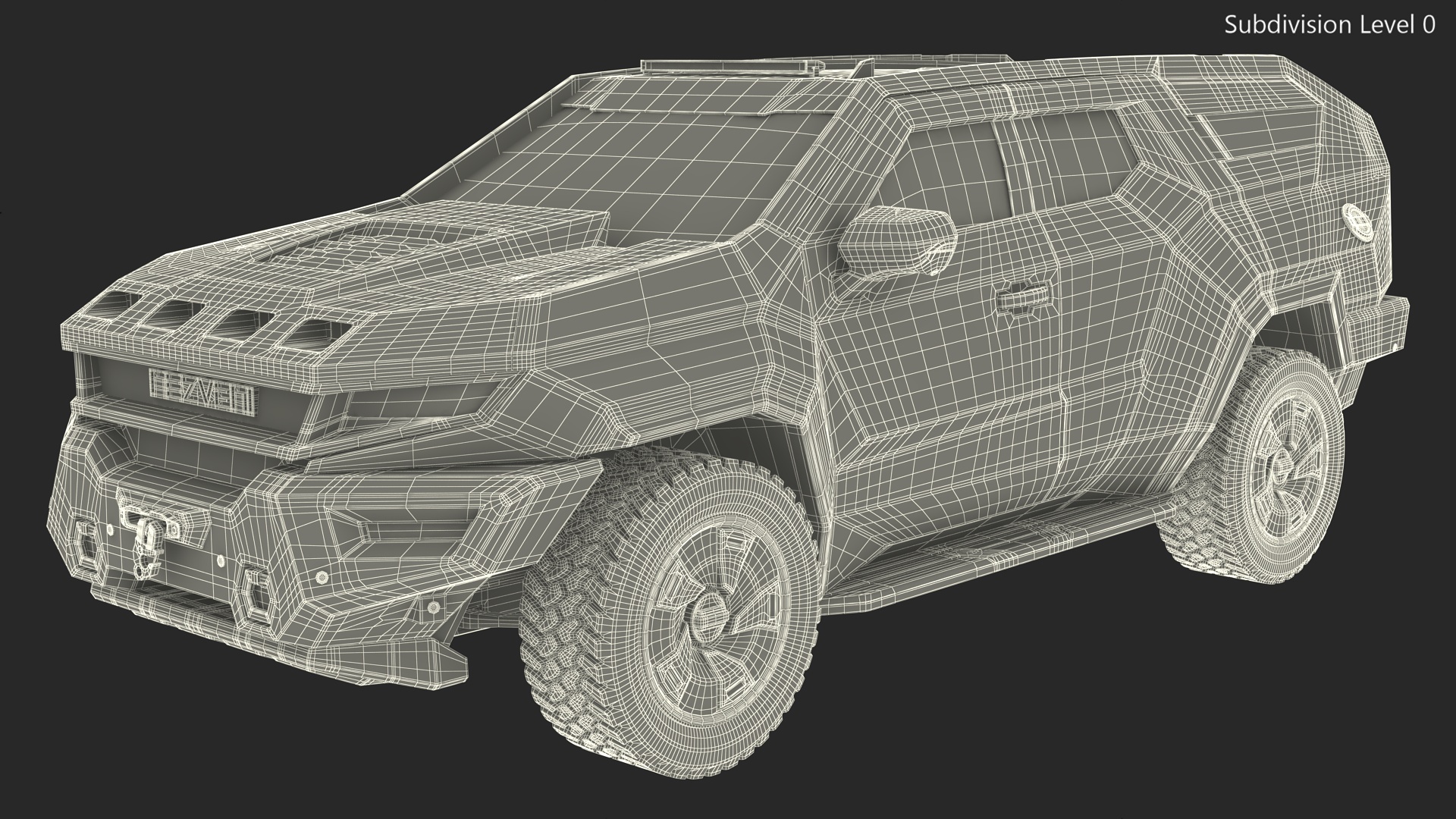 2023 Rezvani Vengeance Armored SUV Camouflage Colored Lights On Rigged for Maya 3D model