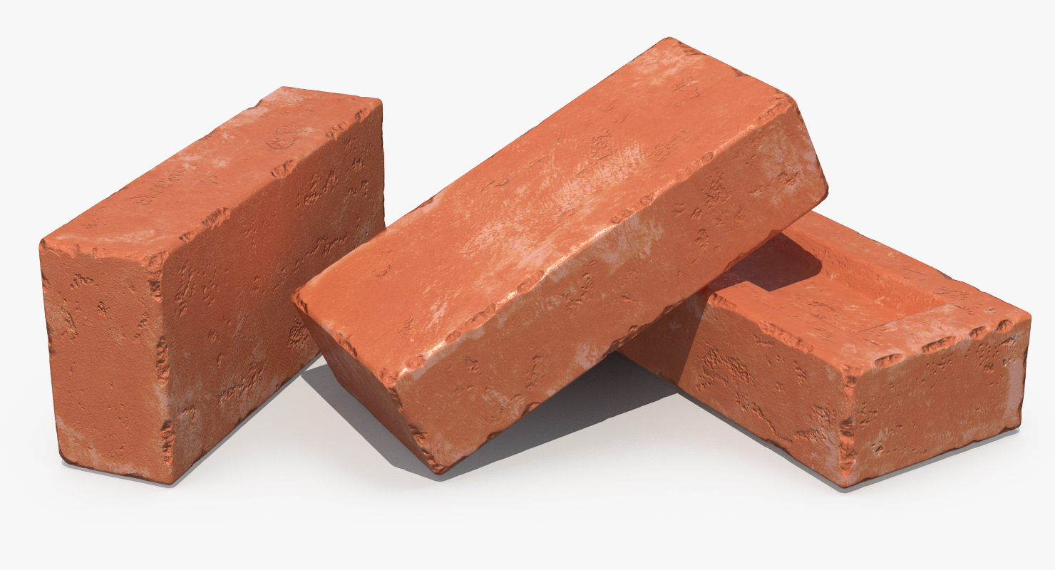 3D model Red Bricks Stacked On Wooden Pallet