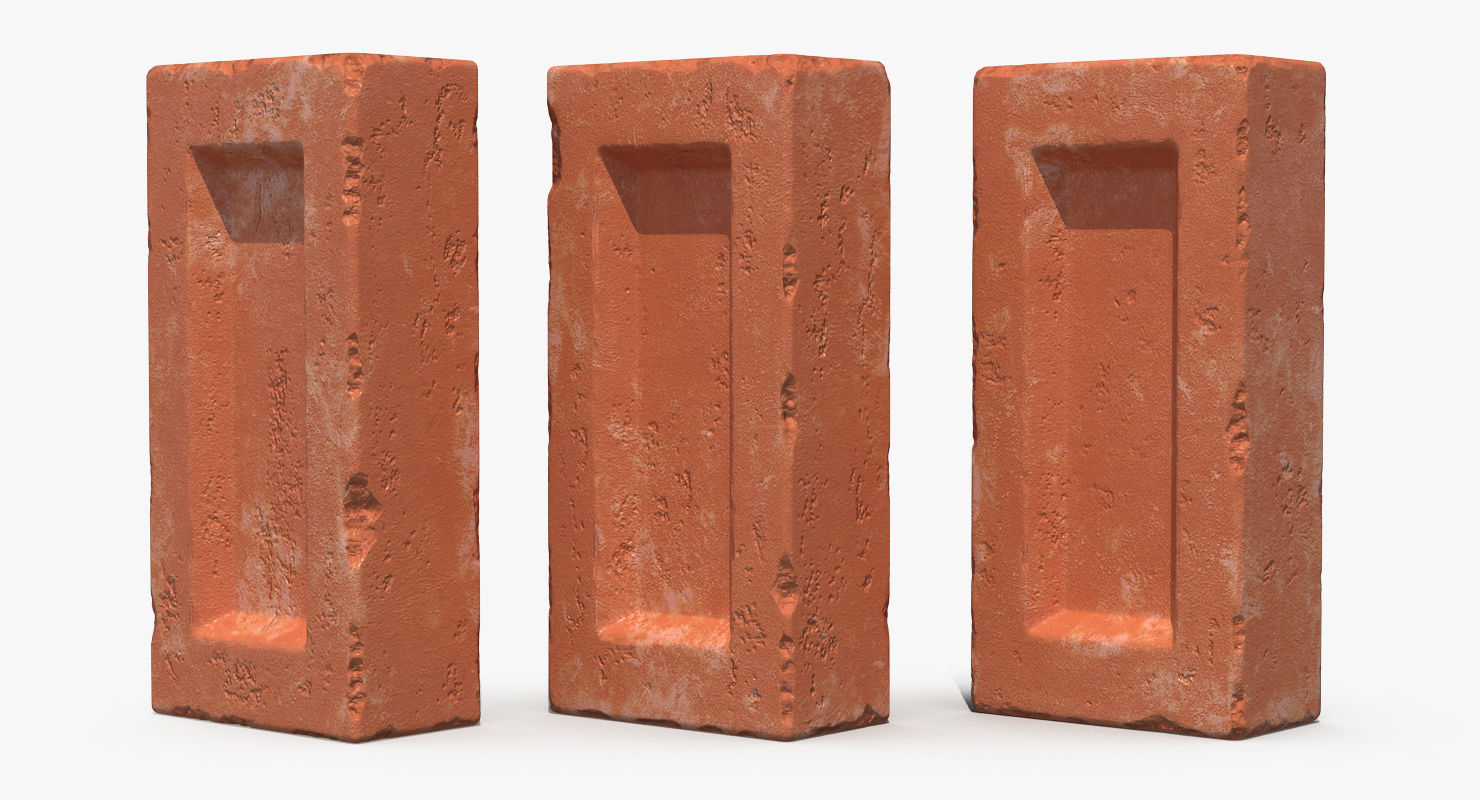 3D model Red Bricks Stacked On Wooden Pallet