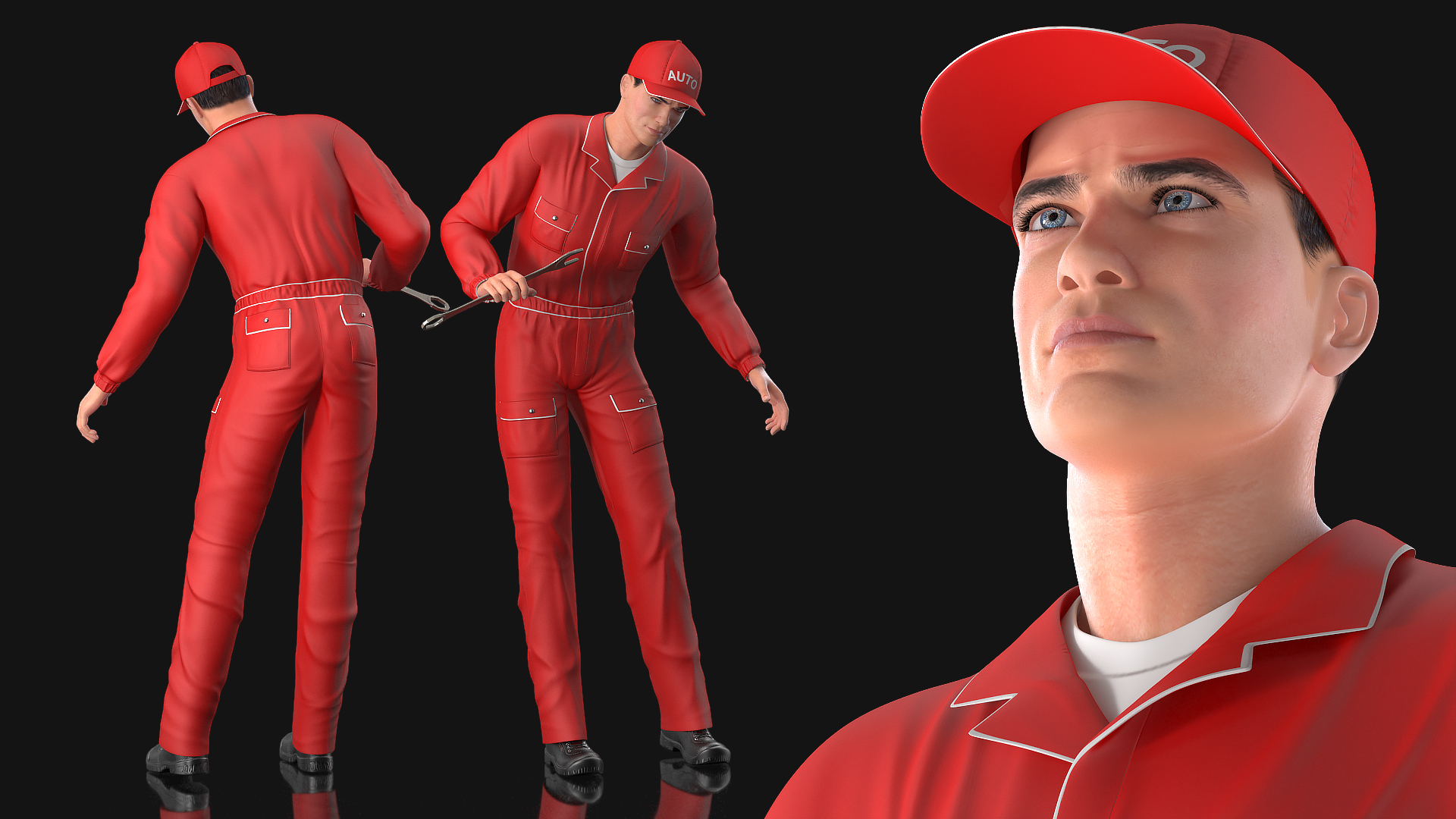 Auto Mechanic Inspecting Pose 3D model
