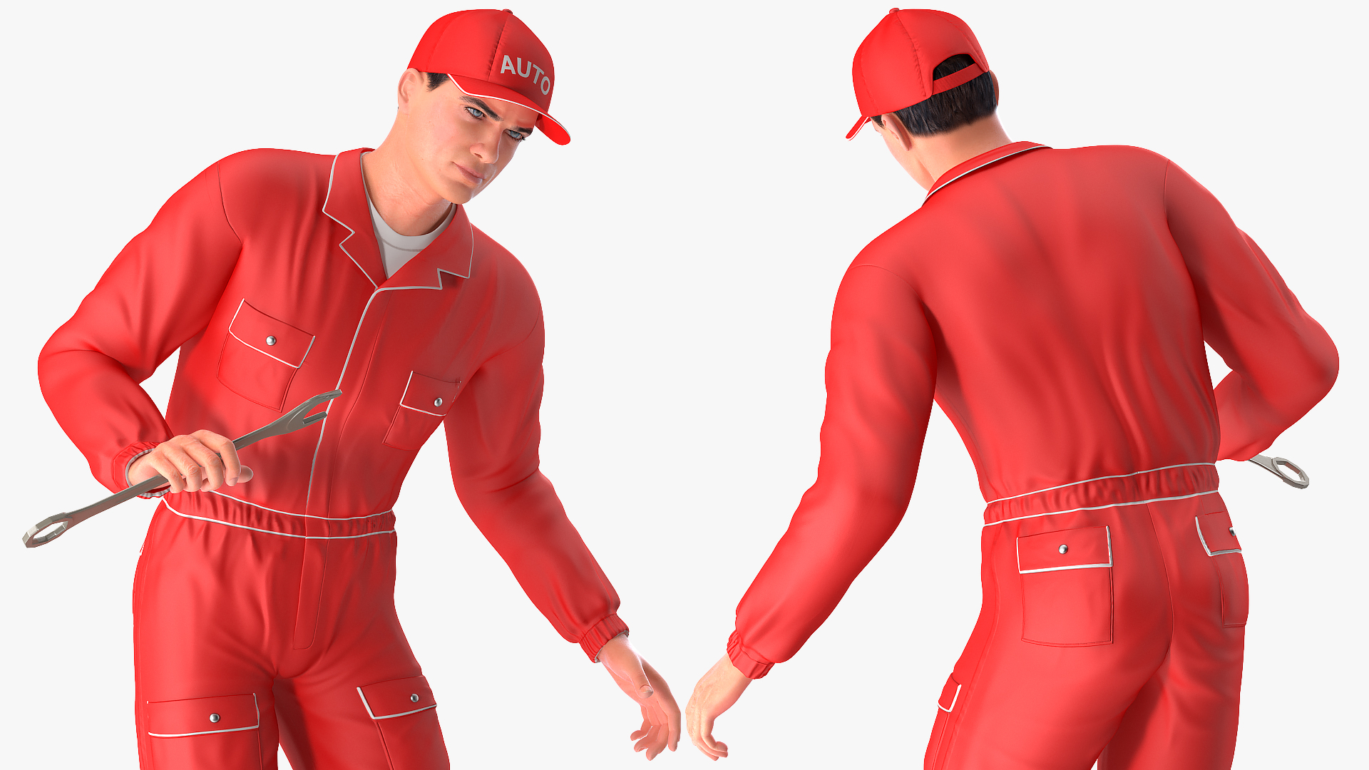 Auto Mechanic Inspecting Pose 3D model