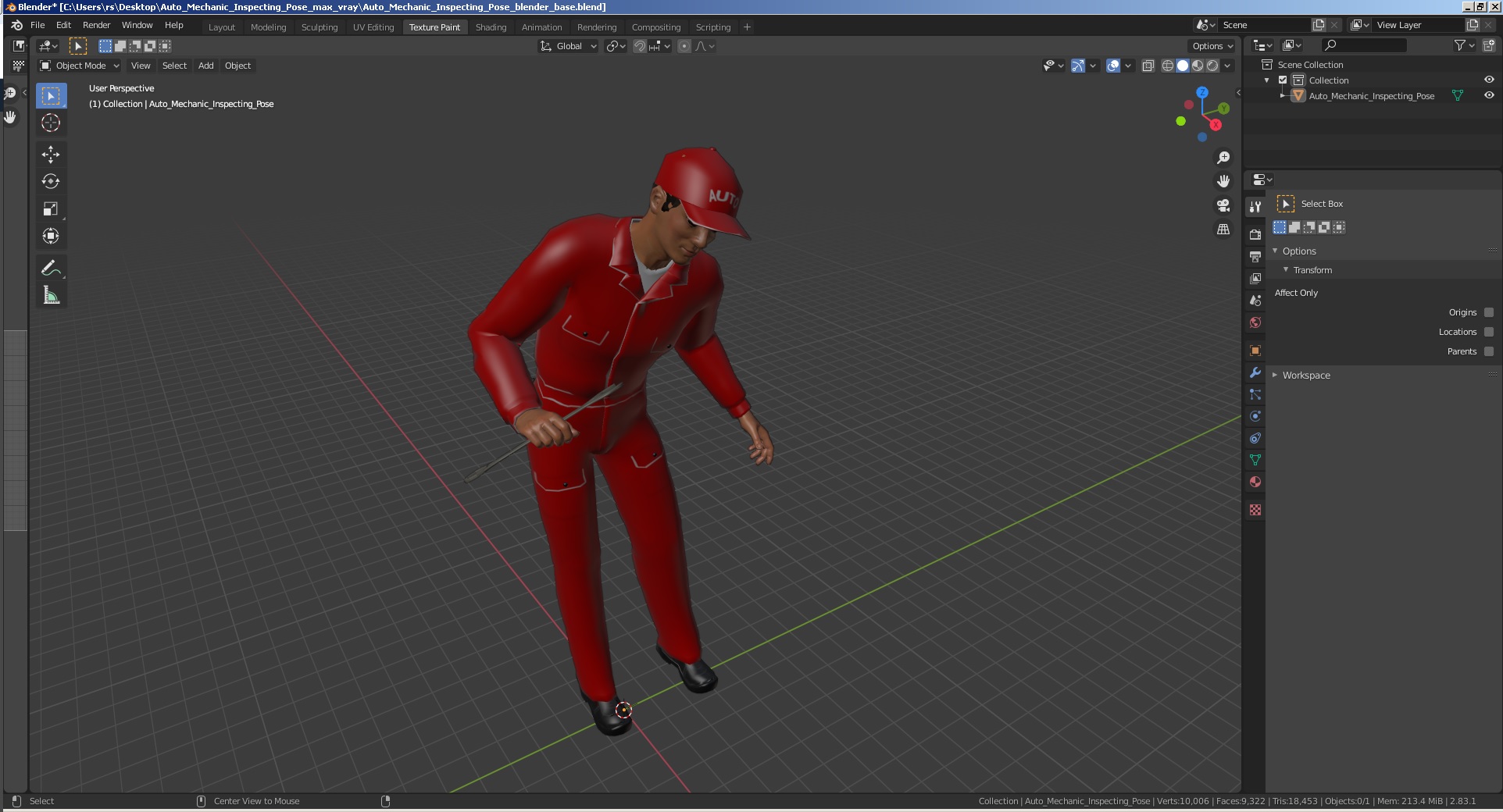 Auto Mechanic Inspecting Pose 3D model
