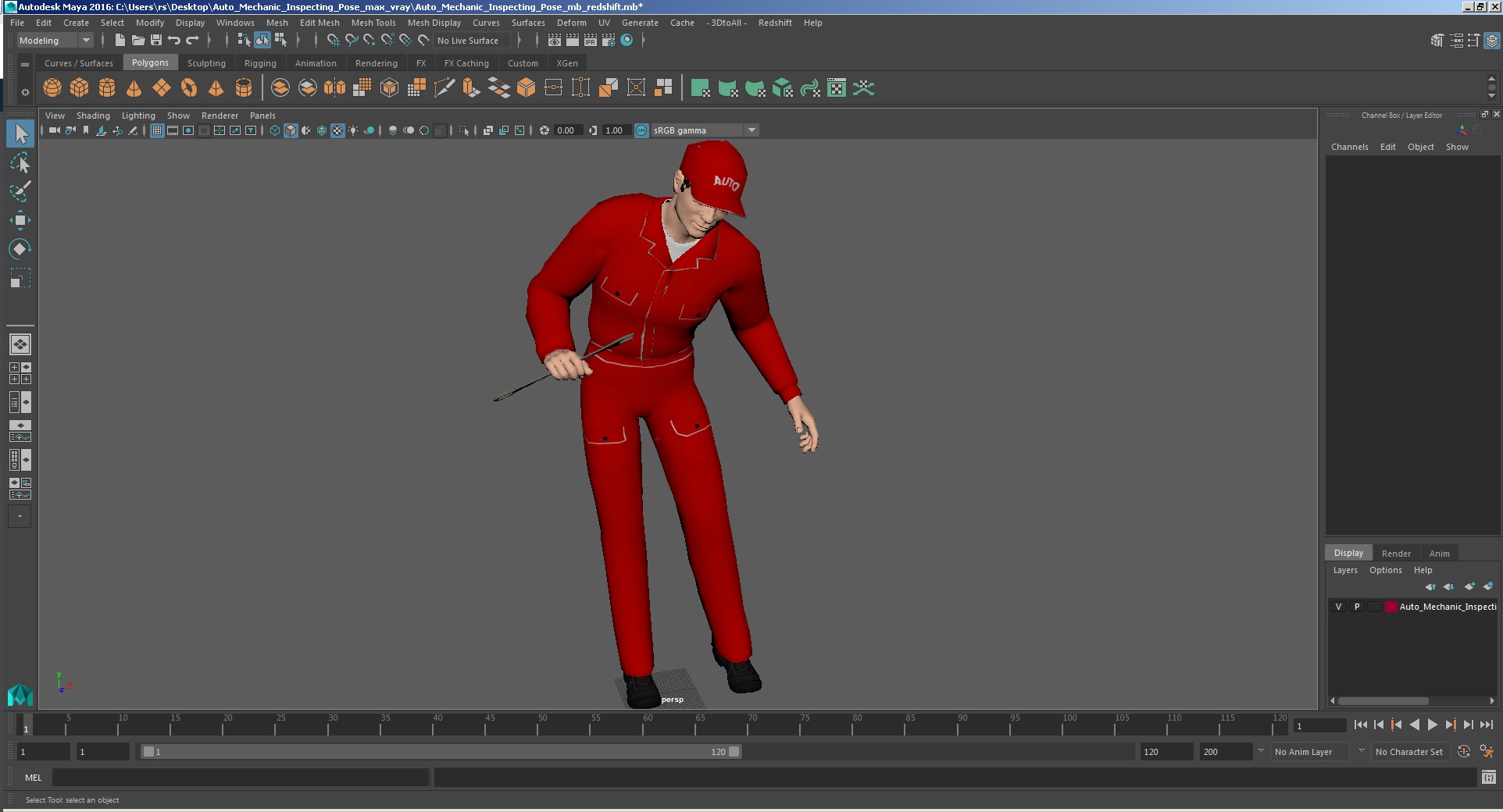 Auto Mechanic Inspecting Pose 3D model