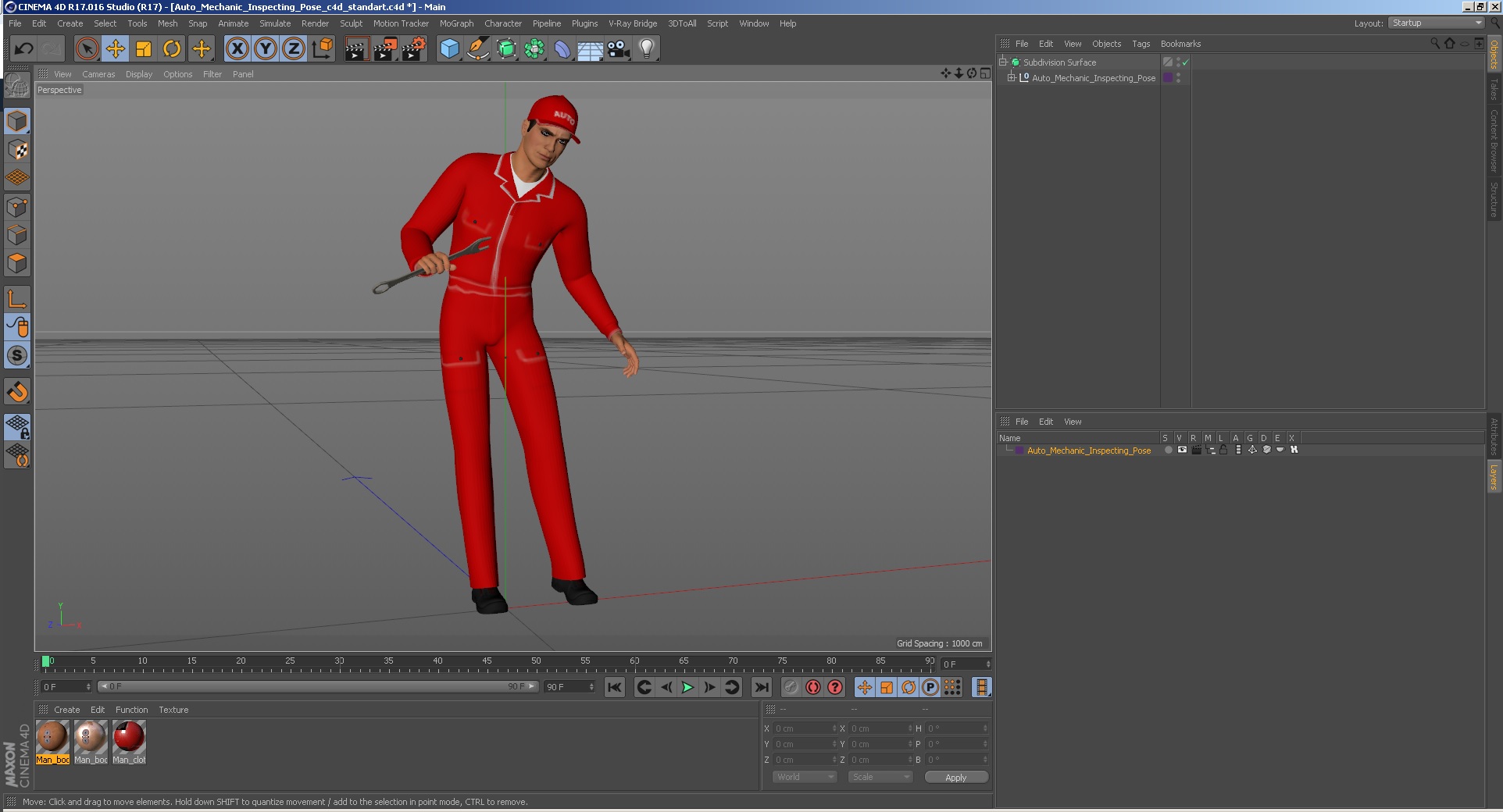 Auto Mechanic Inspecting Pose 3D model